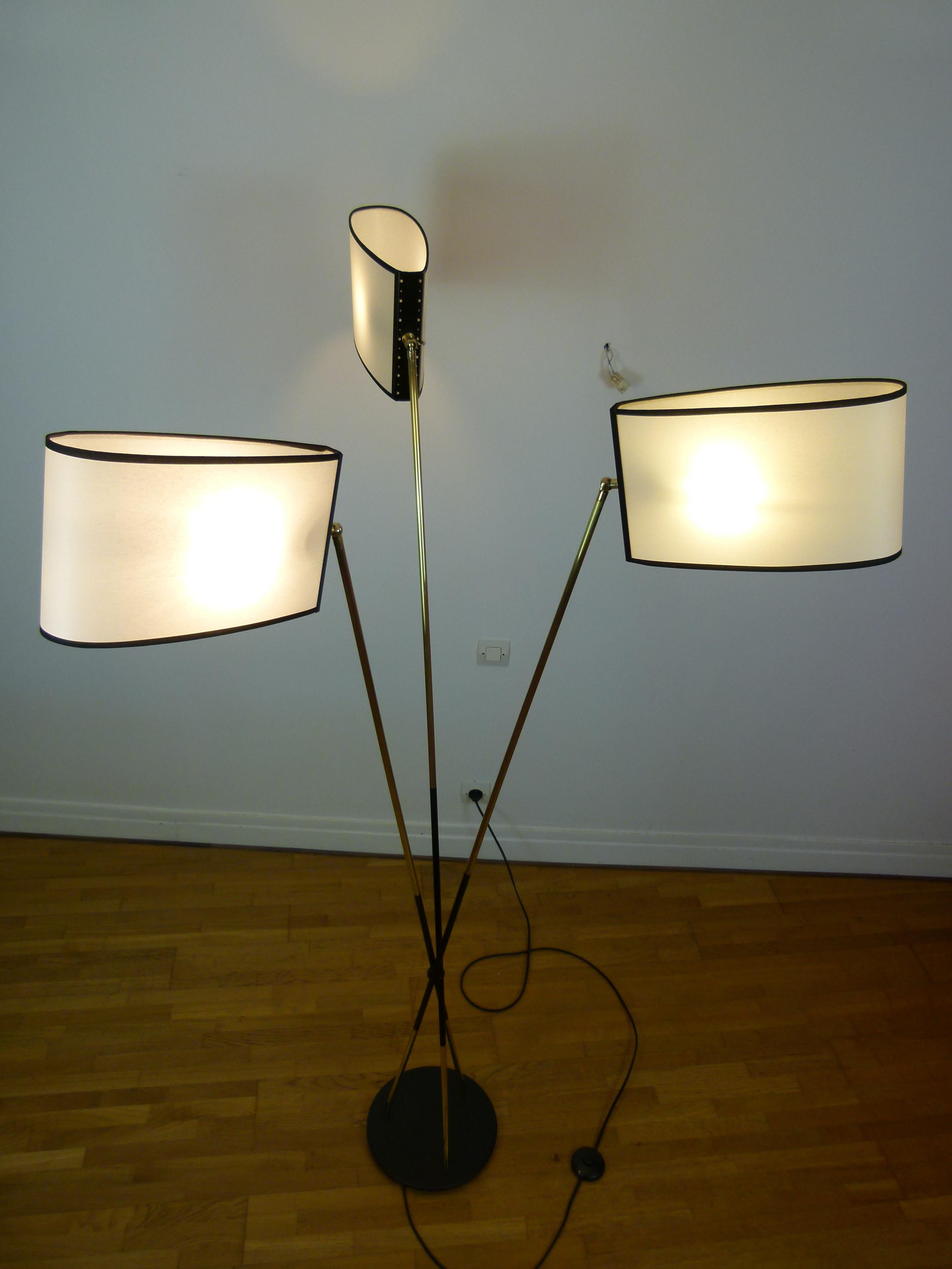 20th Century Pair of 3-Light Floor Lamps by Maison Lunel