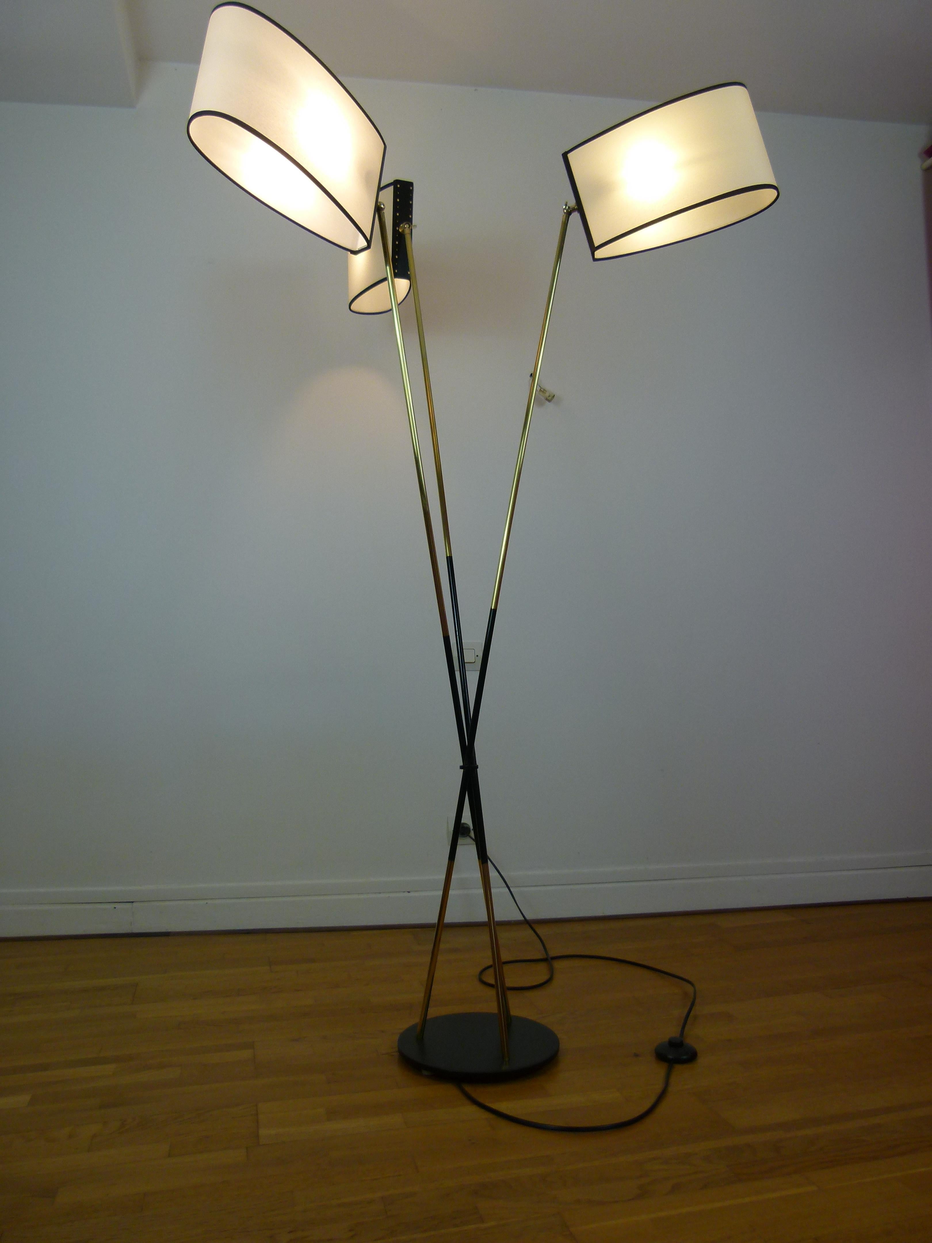 Pair of 3-Light Floor Lamps by Maison Lunel 1