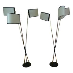 Vintage Pair of 3-Light Floor Lamps by Maison Lunel