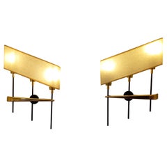 Pair of 3-light wall sconces, R. Lunel circa 1950 Pair of 3-light wall sconces, R. Lunel circa 1950