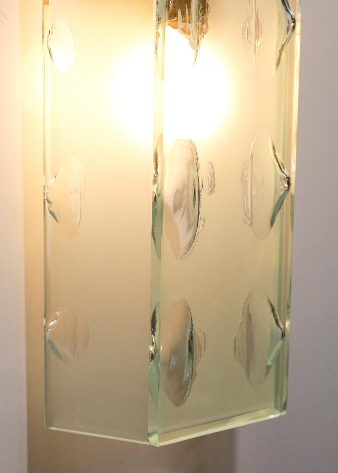 Coppia di appliques in vetro smerigliato Max Ingrand in stile Fontana Arte Attrib- G100 in vendita 3