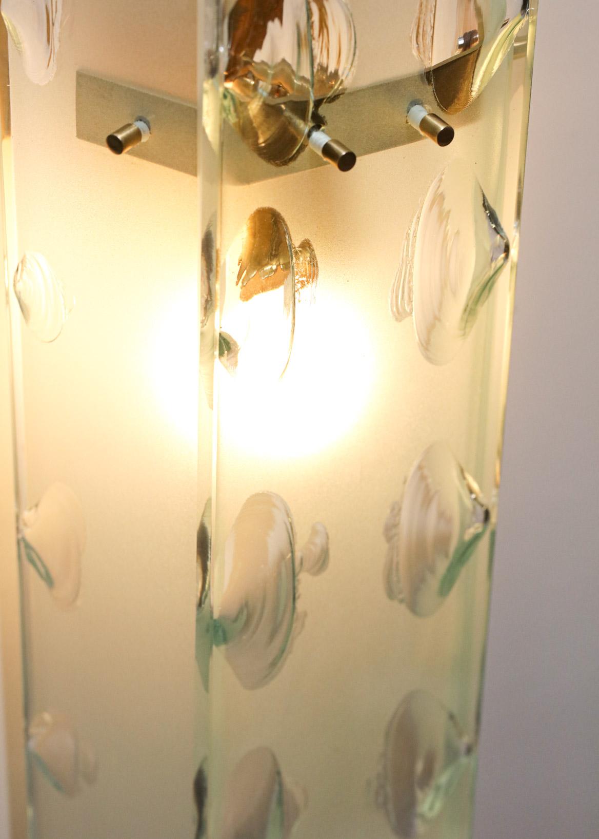 Pair of 3 Pane Frosted Glass Sconces Max Ingrand Style Fontana Arte Attrib- G100 For Sale 7