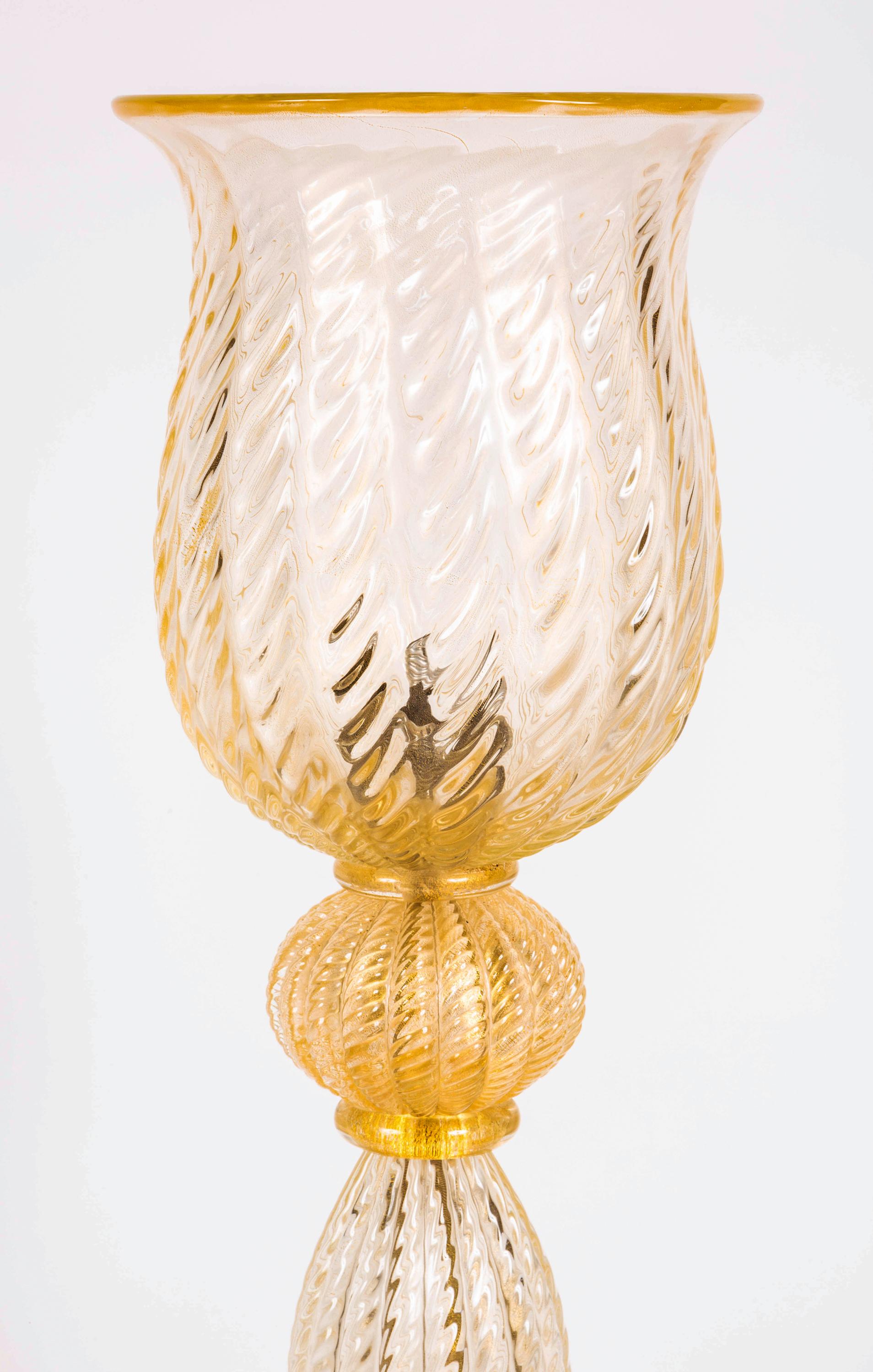 Grand Scale Avventurina Murano Glass Lamps, Pair In Good Condition In Summerland, CA
