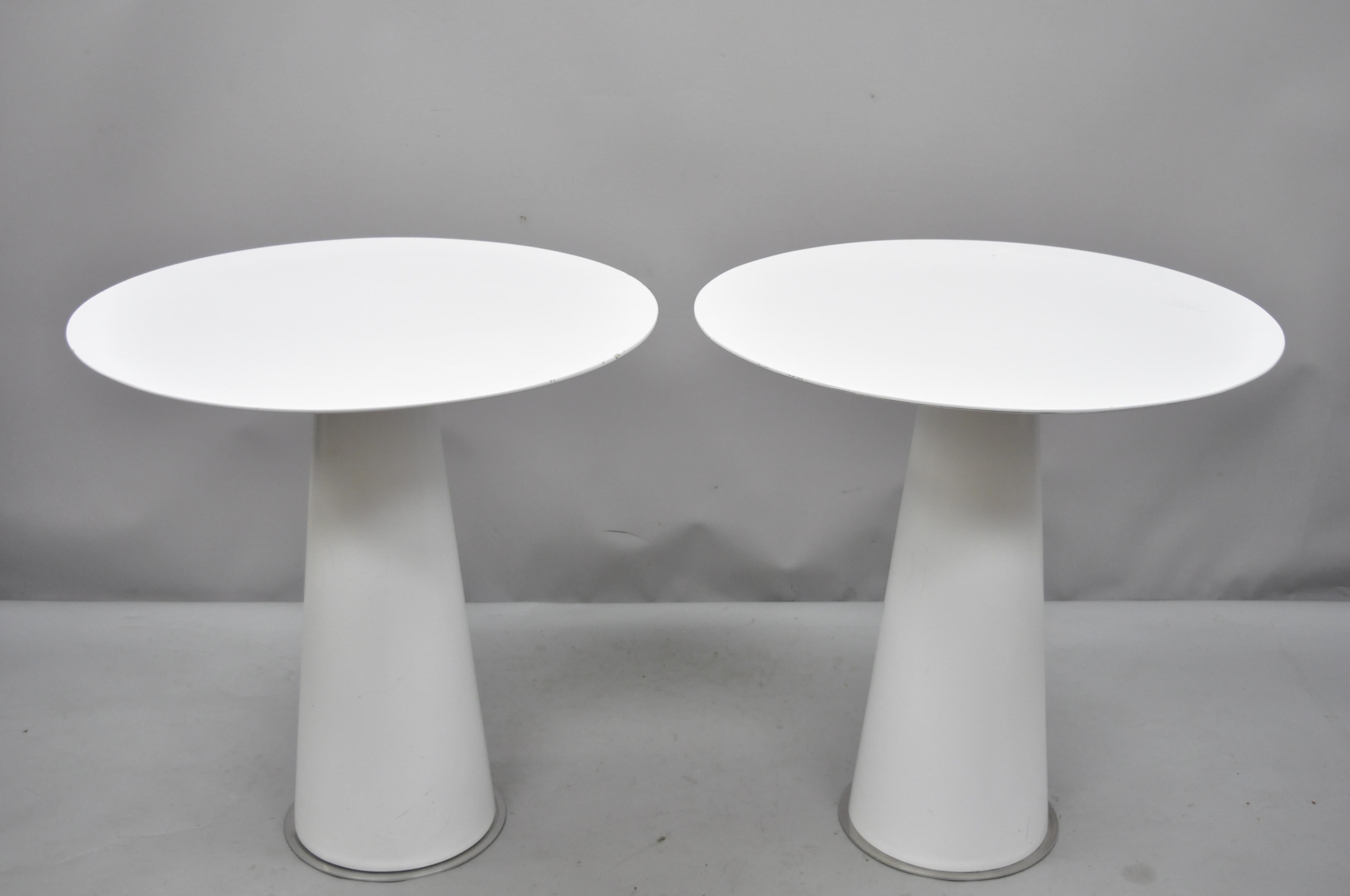 Pair of Round Megaron Magic Mushroom Bistro Tall Modernist Side Tables For Sale 1