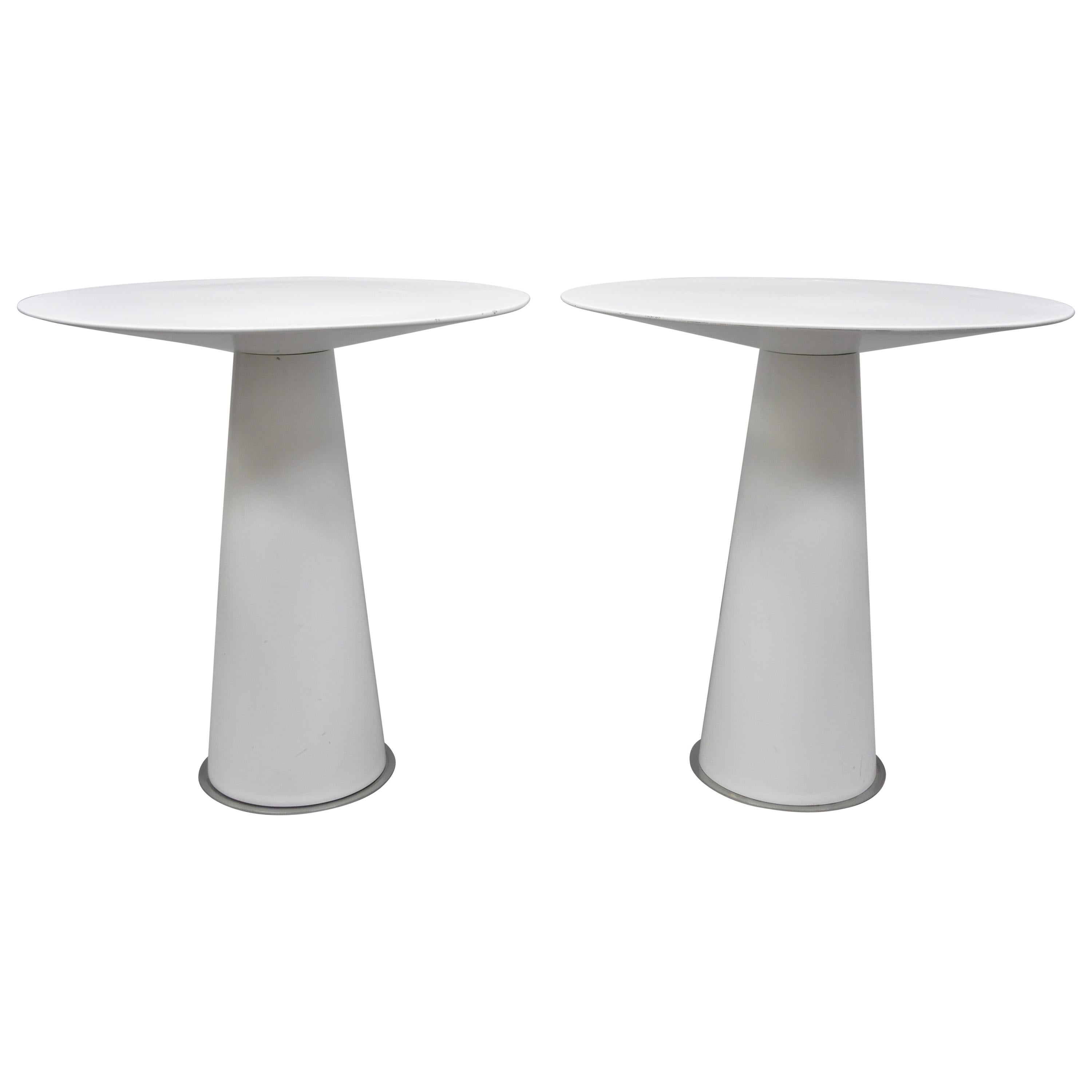 Pair of Round Megaron Magic Mushroom Bistro Tall Modernist Side Tables For Sale