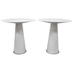 Pair of Round Megaron Magic Mushroom Bistro Tall Modernist Side Tables