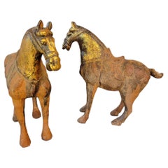 Pair of 30s Iron Horse Sculptures
