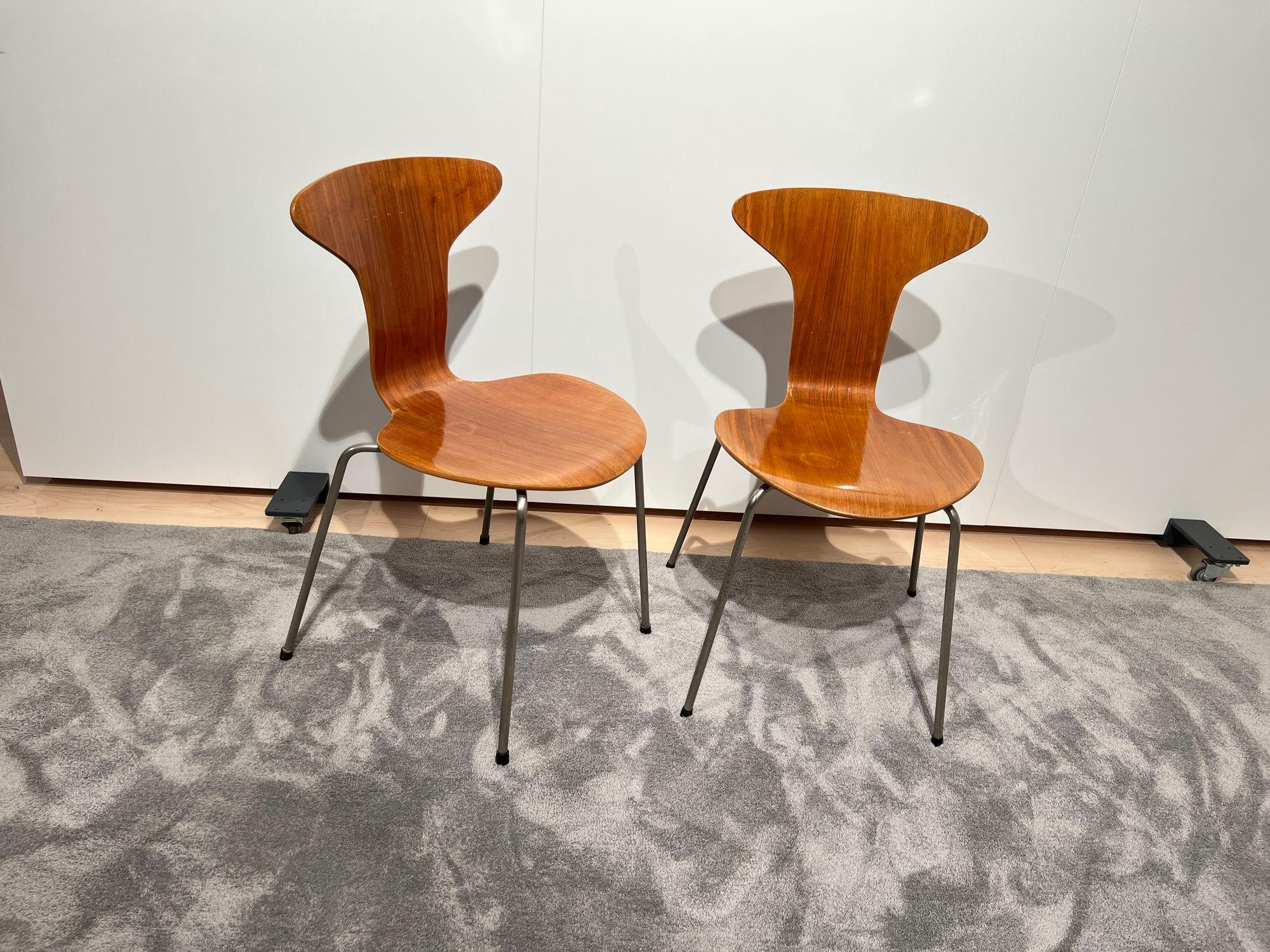 Pair of 3105 'Mosquito' Chairs by Arne Jacobsen, F. Hansen, Teak, Denmark, 1950s For Sale 2