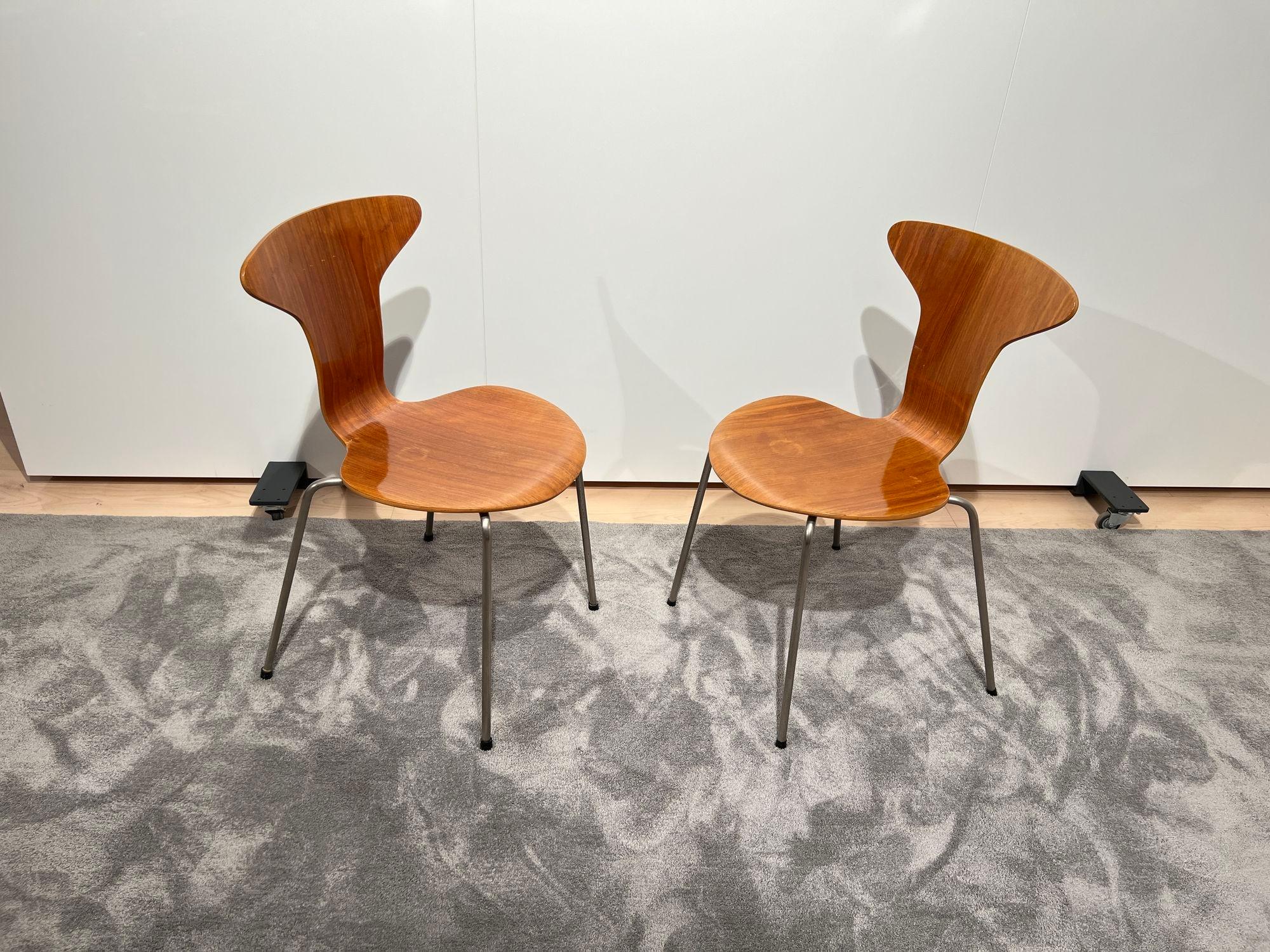 Pair of 3105 'Mosquito' Chairs by Arne Jacobsen, F. Hansen, Teak, Denmark, 1950s For Sale 3