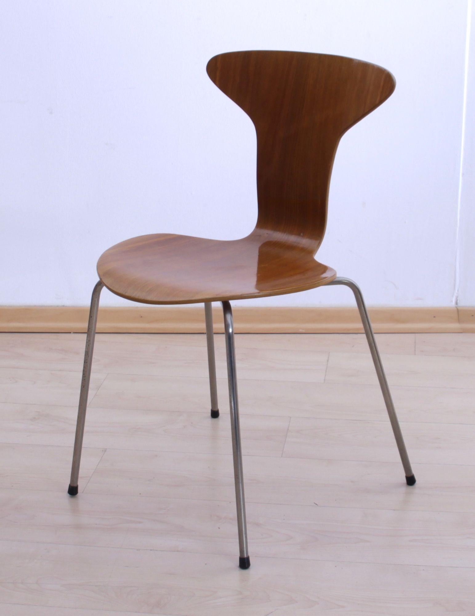 Mid-Century Modern Pair of 3105 'Mosquito' Chairs by Arne Jacobsen, F. Hansen, Teak, Denmark, 1950s For Sale