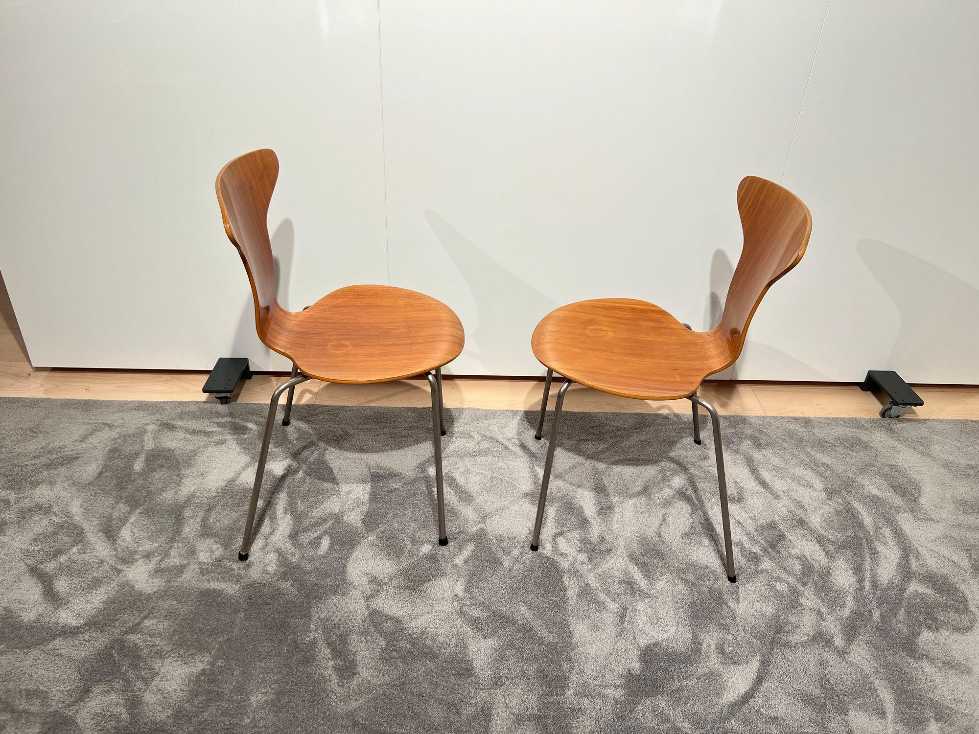 Pair of 3105 'Mosquito' Chairs by Arne Jacobsen, F. Hansen, Teak, Denmark, 1950s For Sale 1