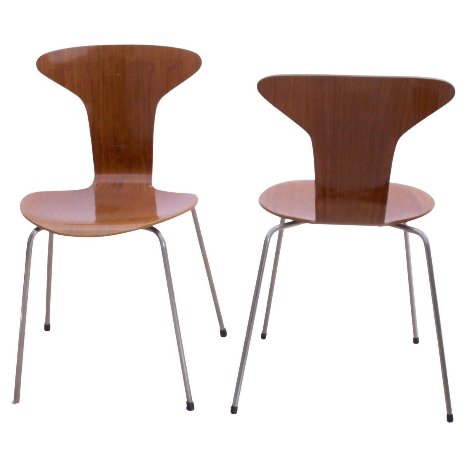 Paire de chaises 3105 « Mosquito » d'Arne Jacobsen, F. Hansen, teck, Danemark, années 1950