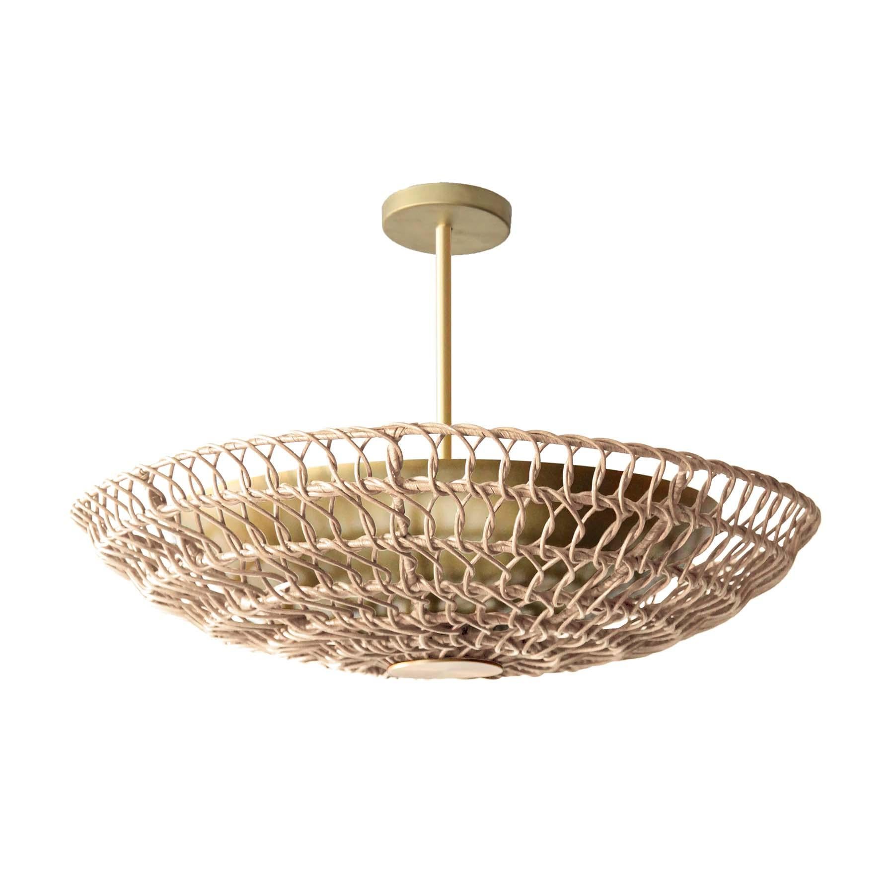 Brossé Paire de lampes à suspension de 34 pouces en rotin Mocha tissé à la main, collection Ventila en vente