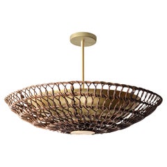 COPPIA di lampade a sospensione da 34" in rattan moka intrecciato a mano, Collection'S