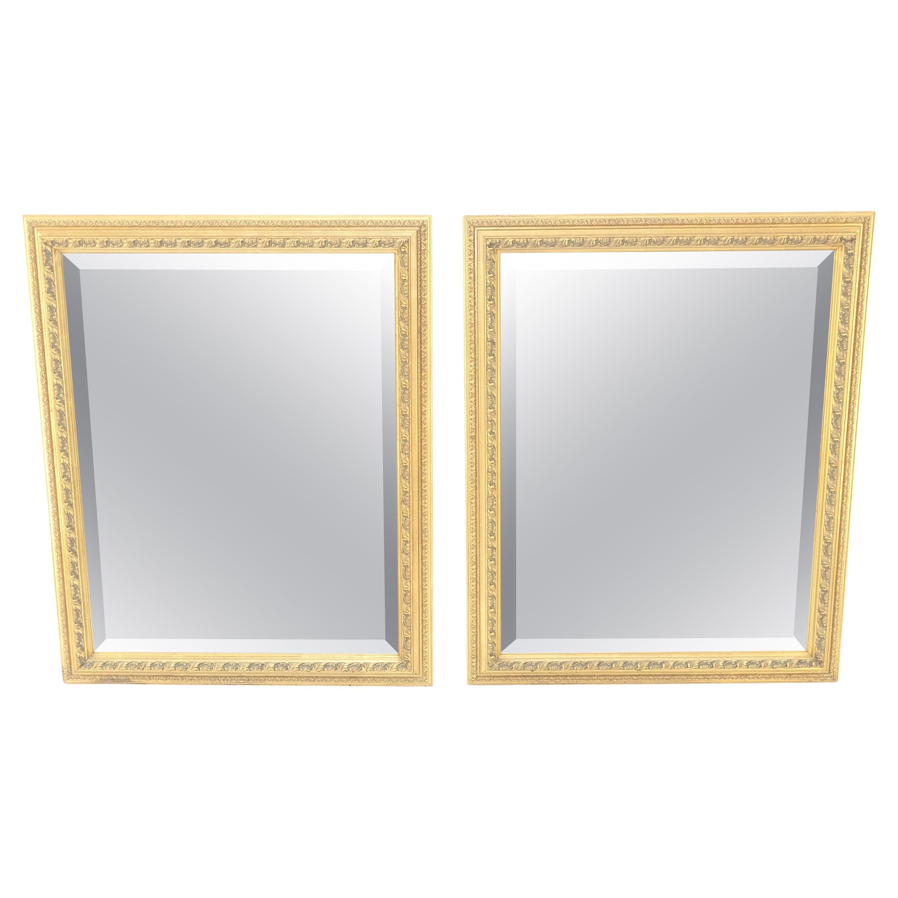 Pair of 35x43 Rectangle gold Gilt Frames Wall Mirrors Mint For Sale