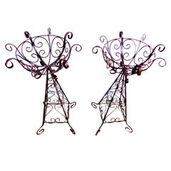 Pair of Antique European Wire Planters
