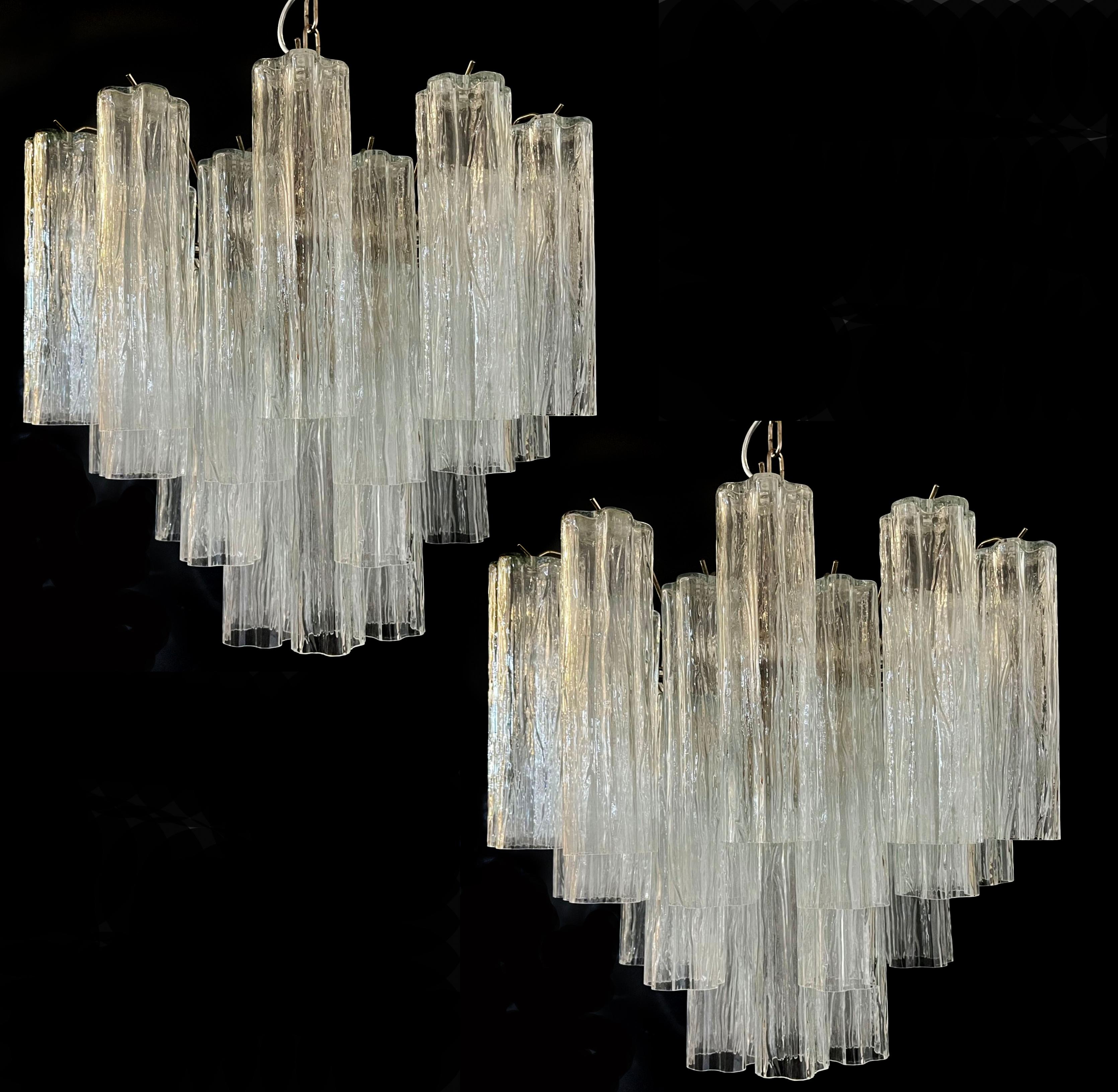 Italian Pair of 36 Tronchi Chandelier Style Toni Zuccheri for Venini, Murano, 1980 For Sale