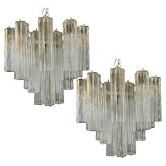 Pair of 36 Tronchi Chandelier Style Toni Zuccheri for Venini, Murano, 1980