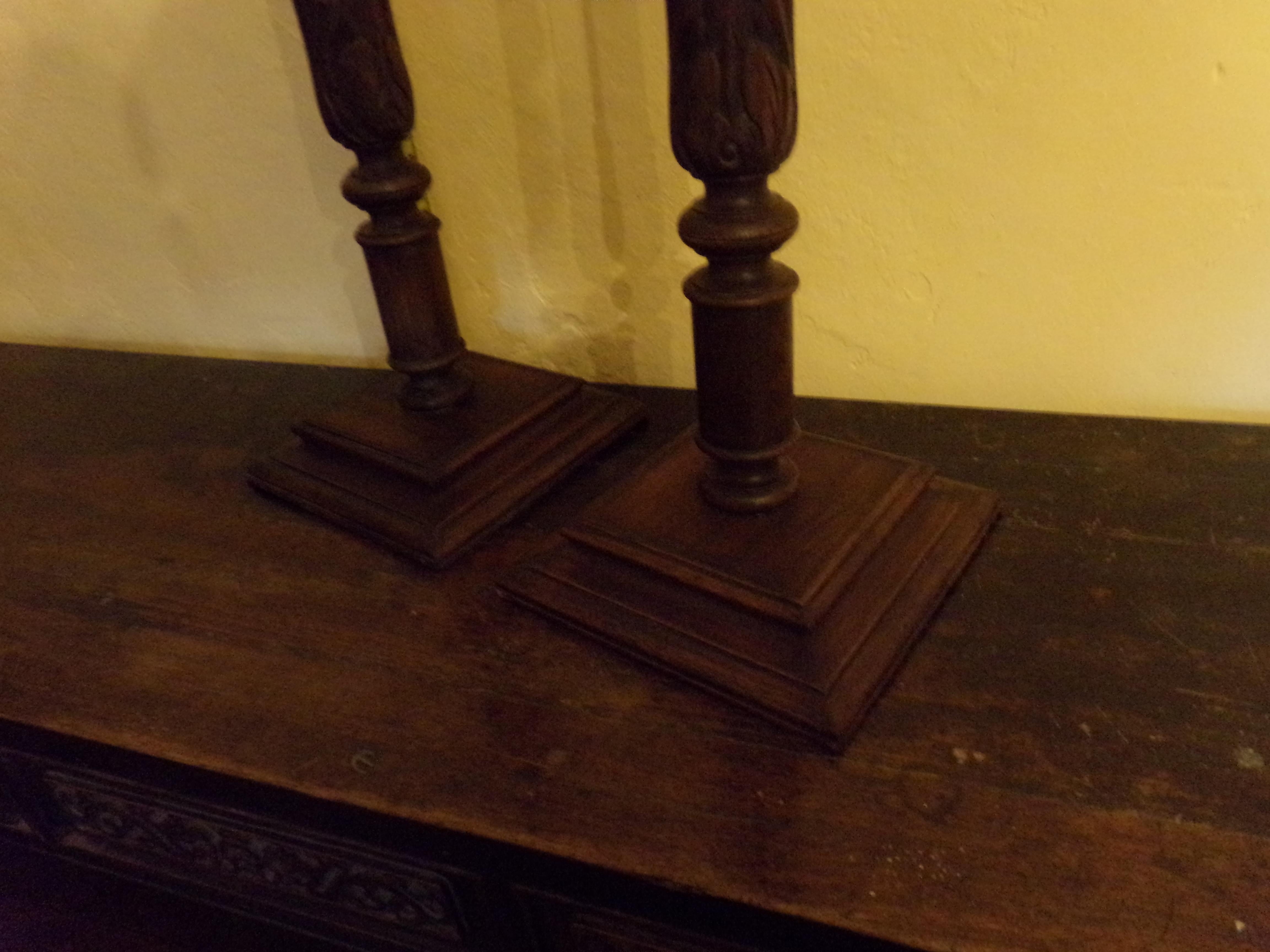 Walnut Pair of Candlesticks or Torchiers, circa 1890 For Sale