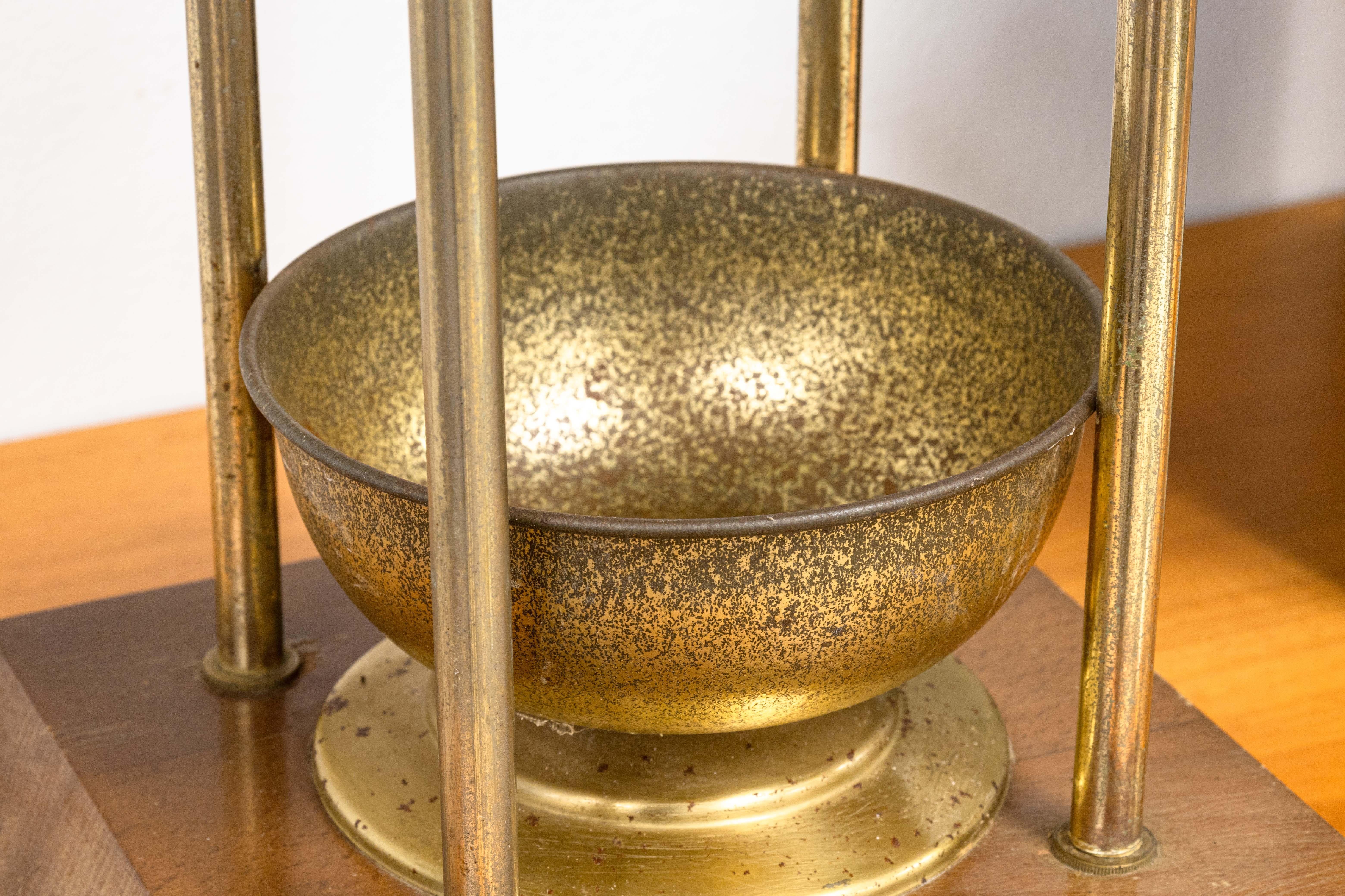 Pair of 4 Bulb Brass MCM Table Lamps with Original Acrylic Spaghetti Shades 3