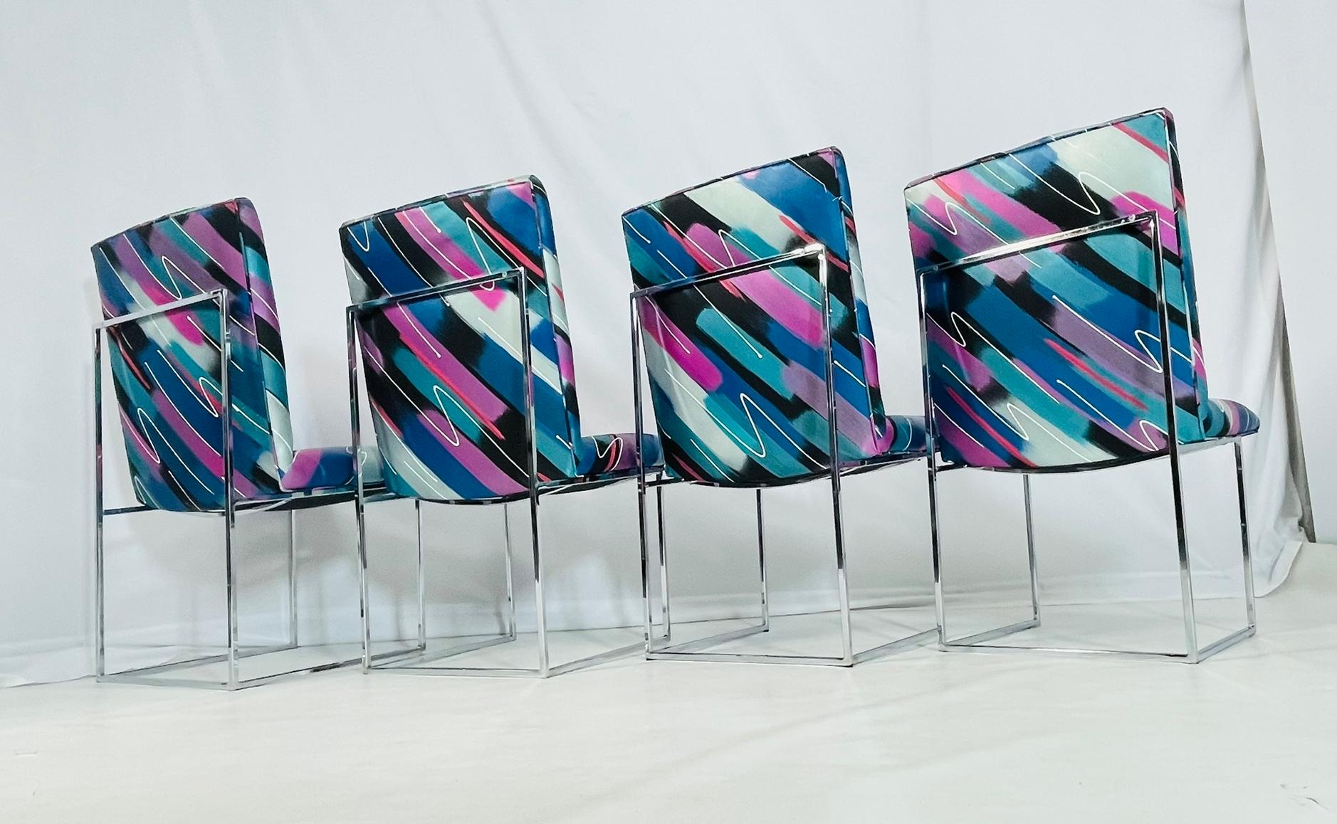 Set di 4 sedie da pranzo cromate 