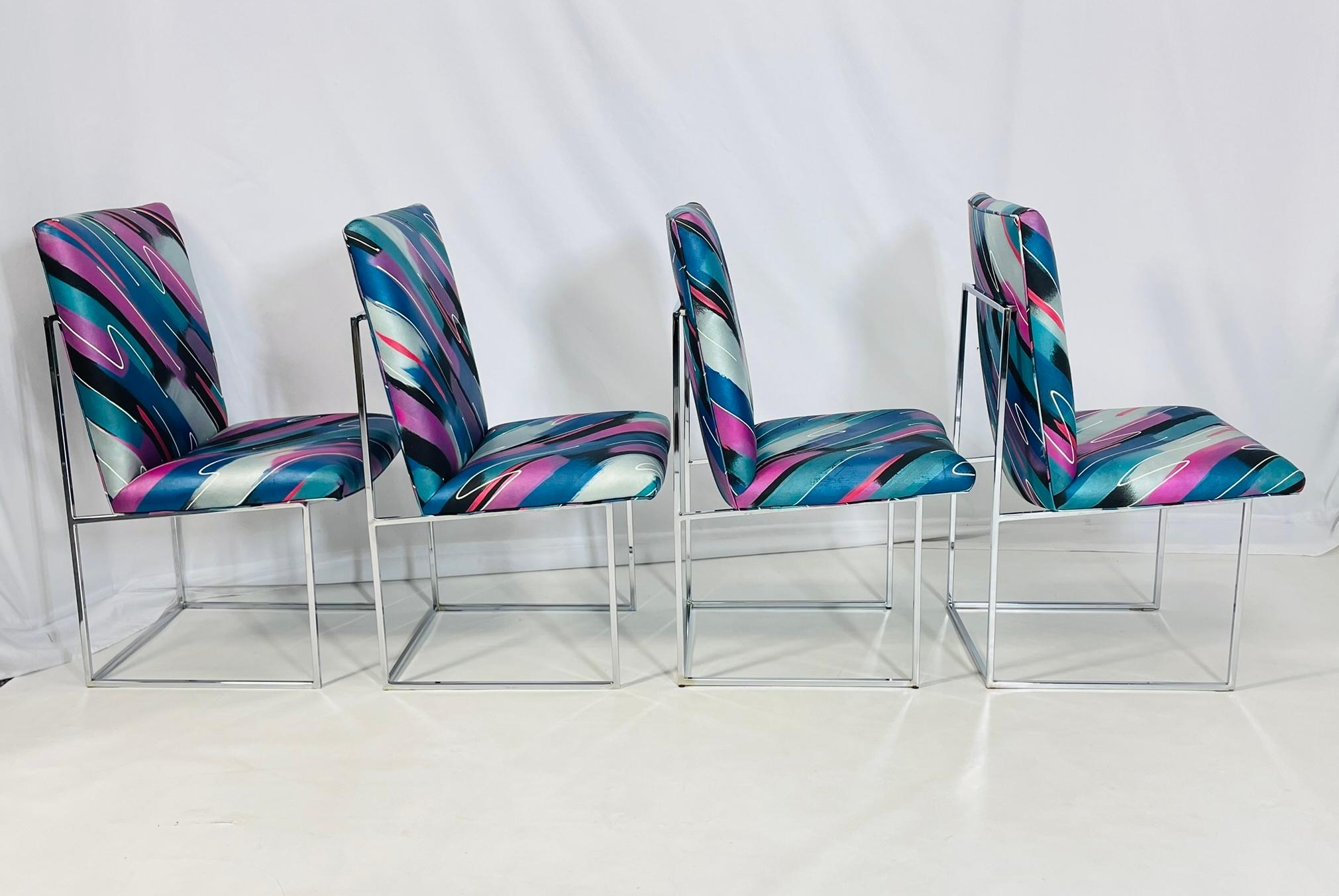 Set di 4 sedie da pranzo cromate 