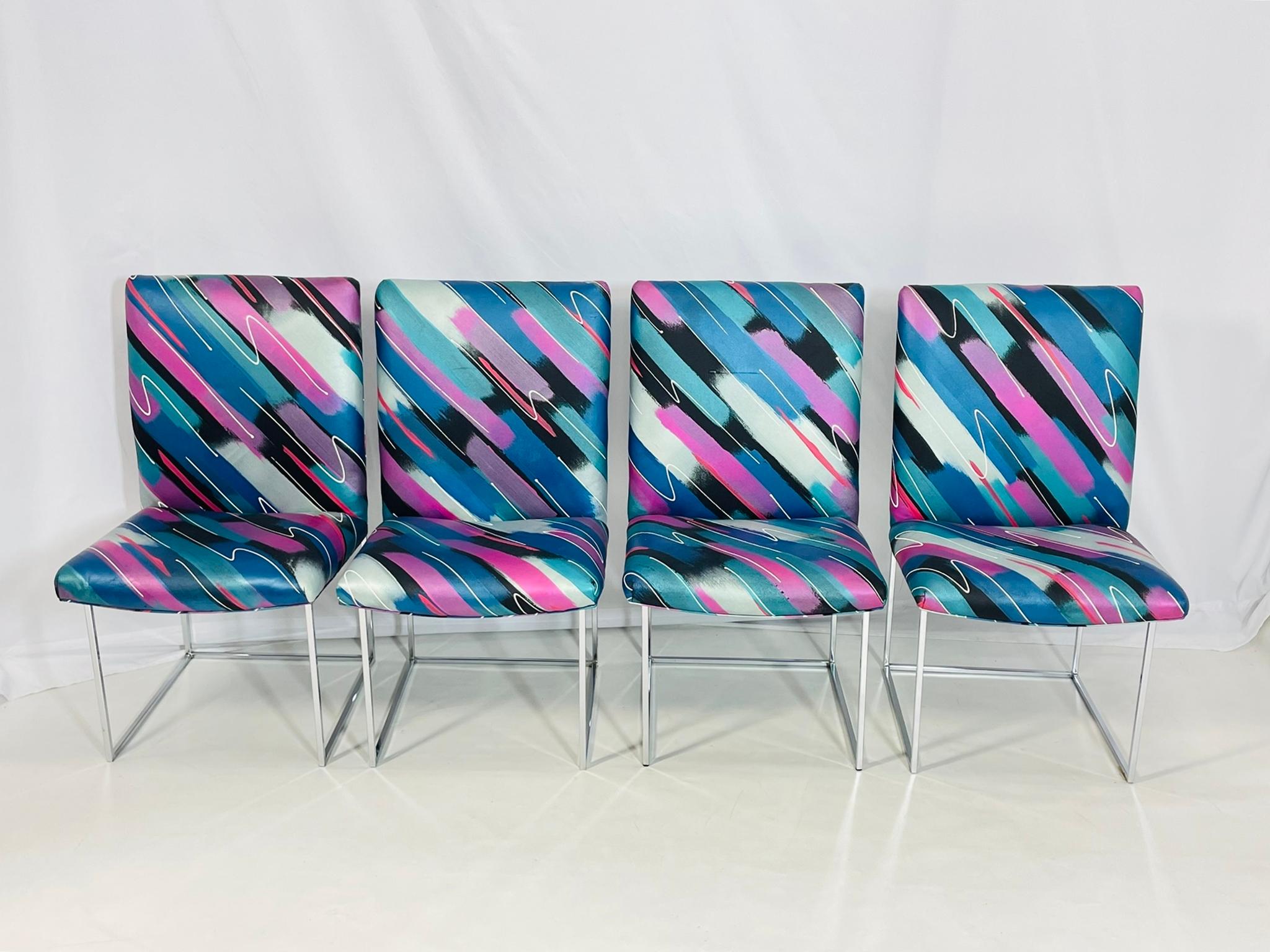 Set di 4 sedie da pranzo cromate 