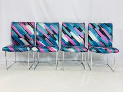 Set of 4 Chrome "Thin Line" Dining Chairs by Milo Baughman for Thayer Coggin