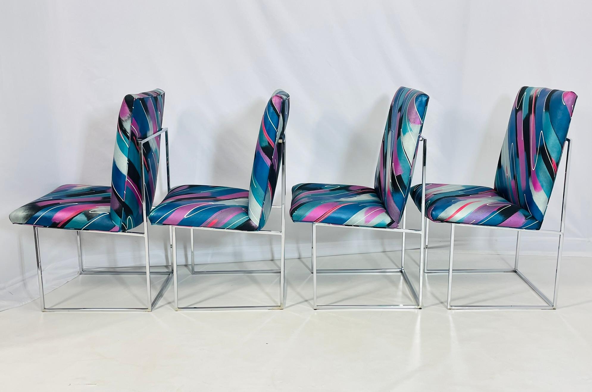 Set di 4 sedie da pranzo cromate 