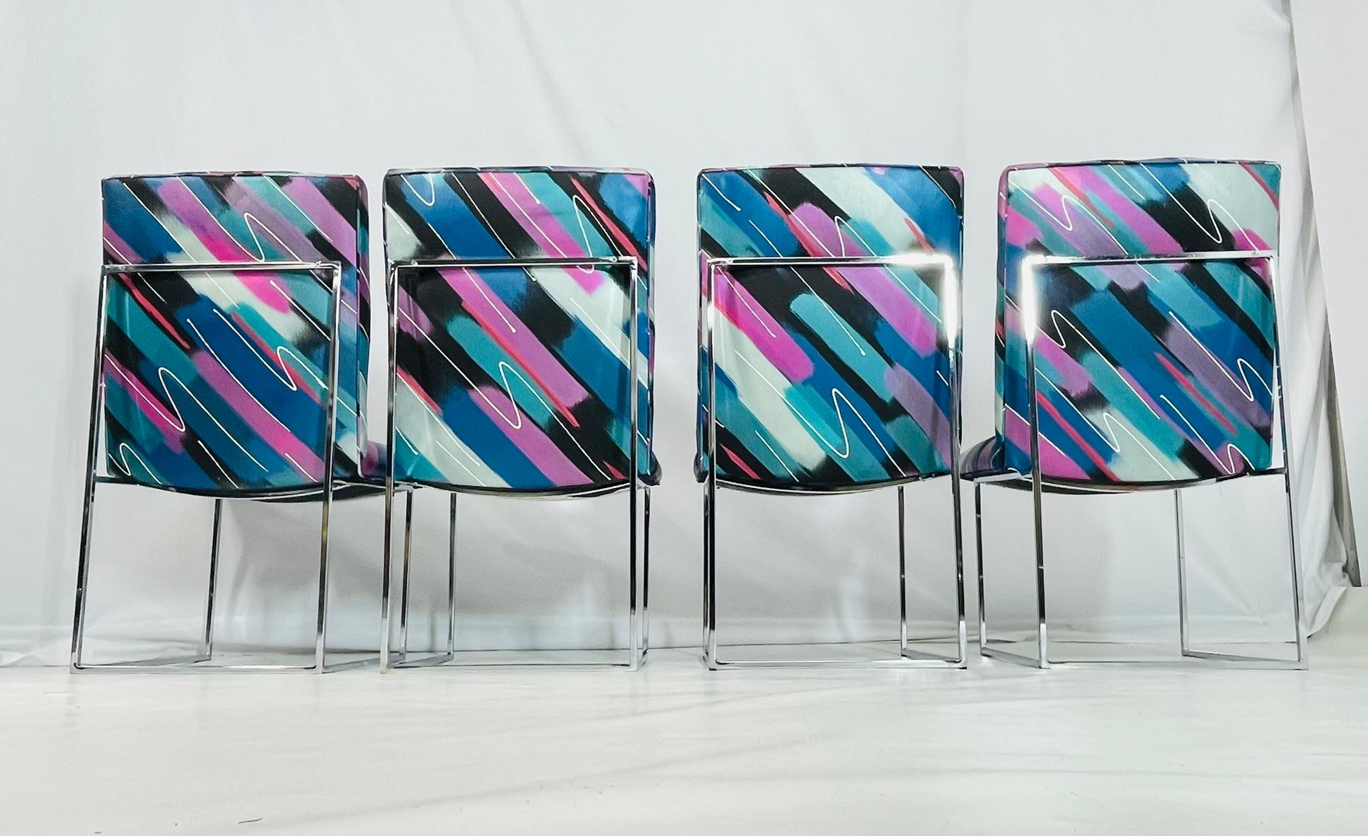 Set di 4 sedie da pranzo cromate 