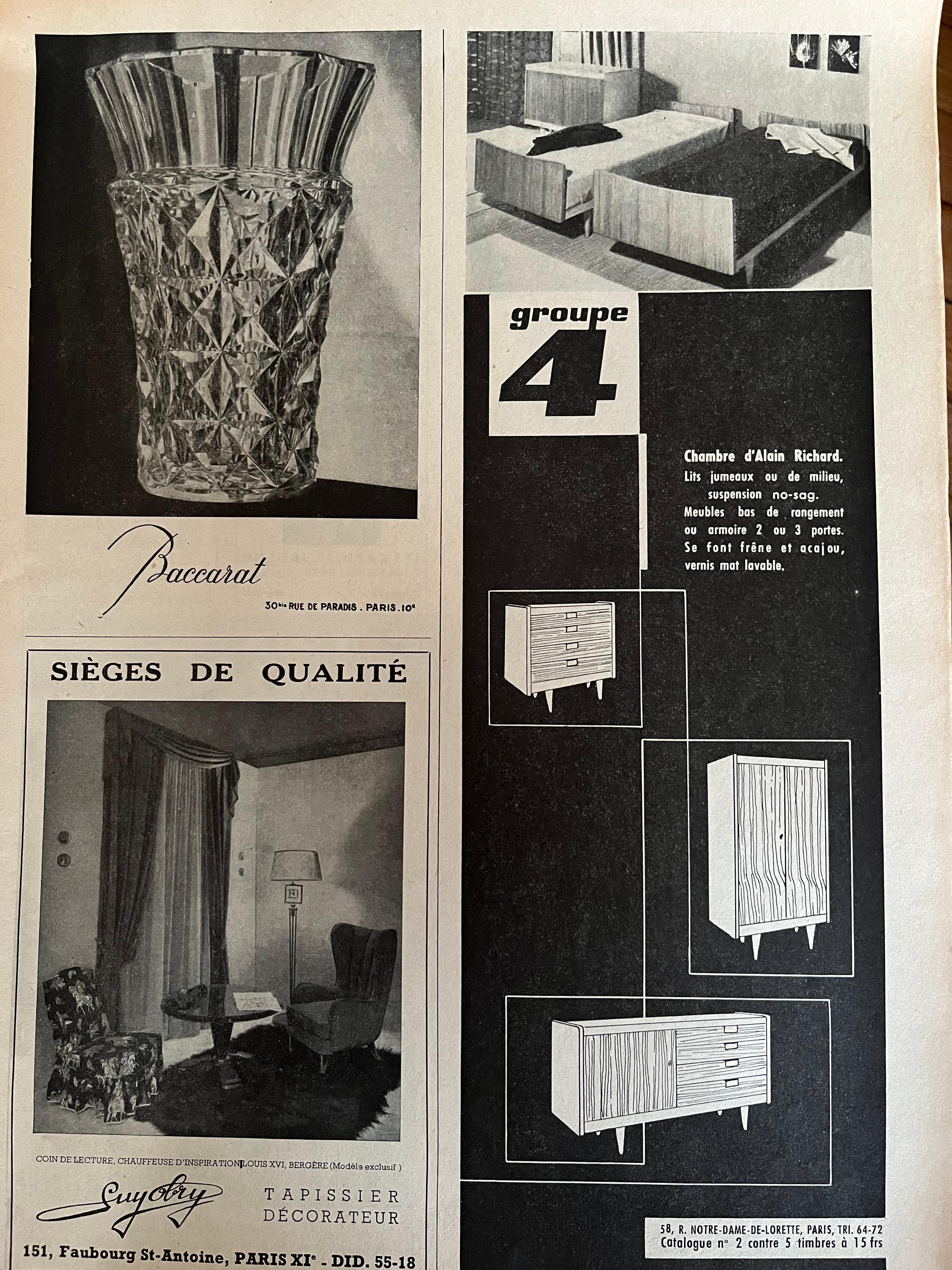 Kommode mit 4 Schubladen aus Esche von Alain Richard, Charron Groupe 4, 1954, Paar im Angebot 3