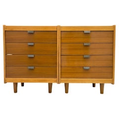 Pair of 4 Drawer Commode in Ash by Alain Richard, Charron Groupe 4, 1954