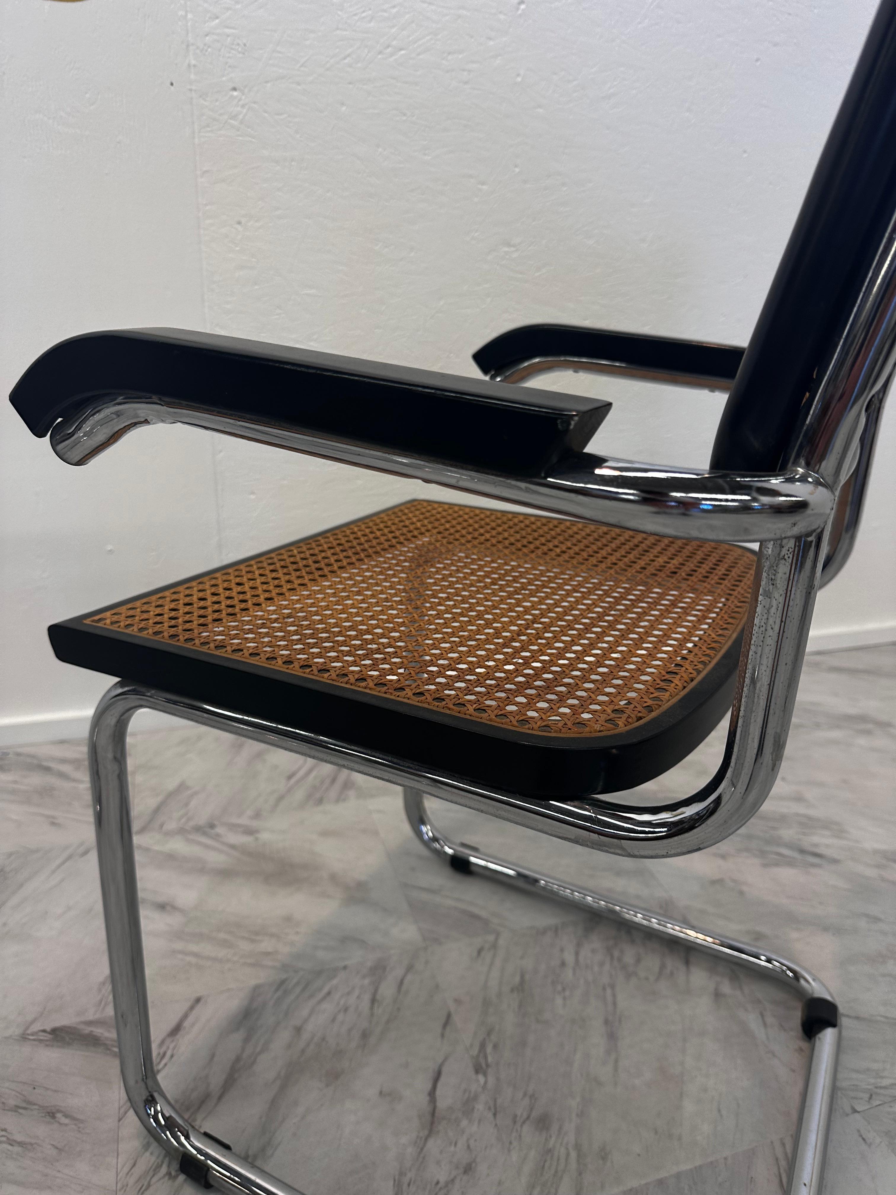 Metal Pair of 4 Marcel Breuer B64 Design Cesca Chairs by Gavina, circa 1960 For Sale