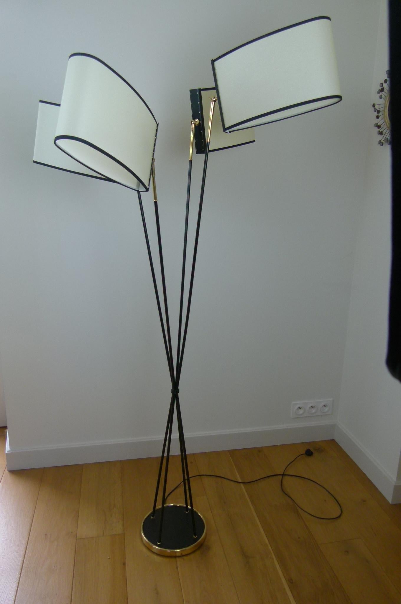 20th Century Pair of 4-shade floor lamps, Lunel House, circa 1950 For Sale