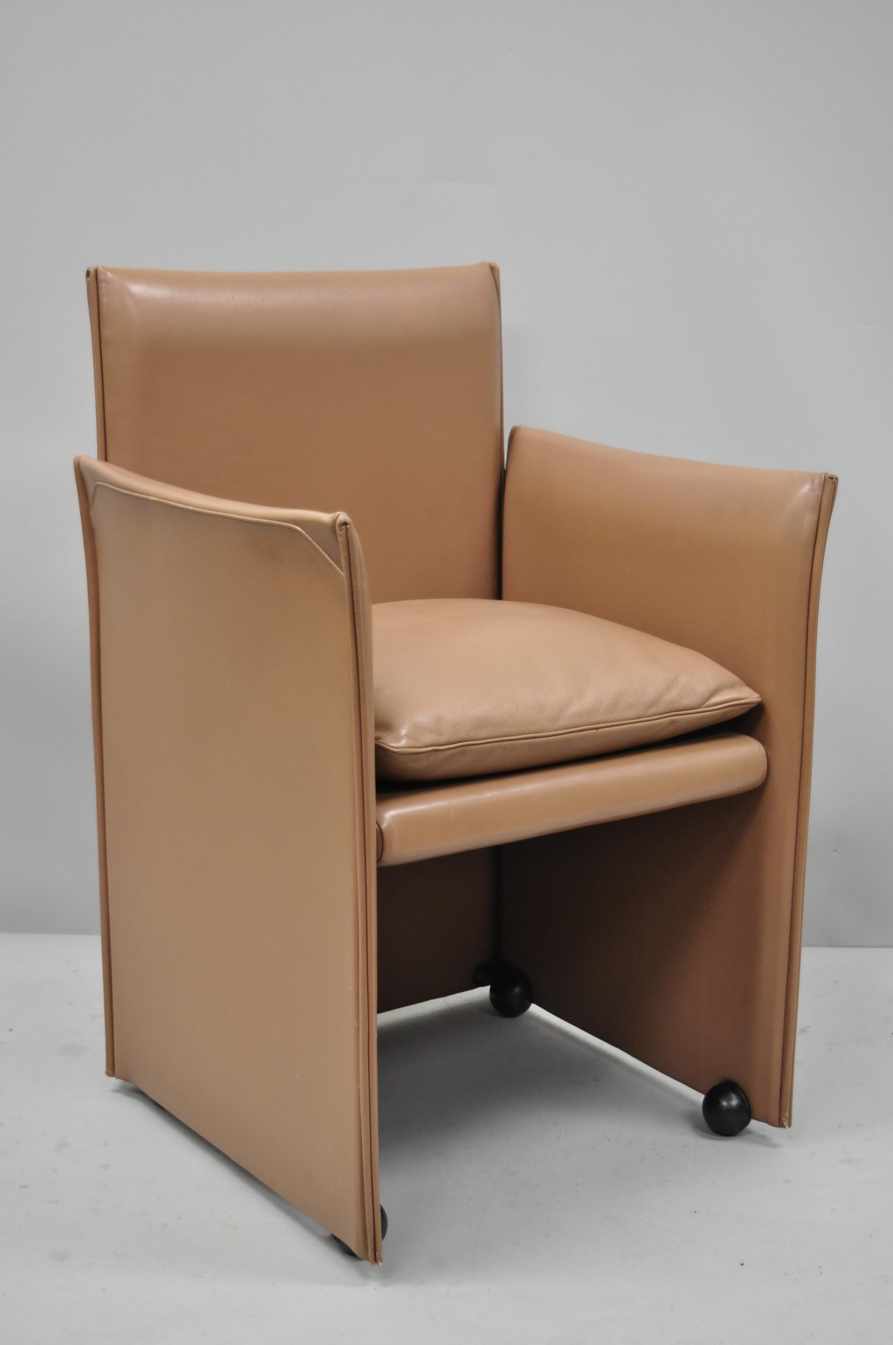 Pair of 401 Break Armchair by Mario Bellini for Cassina Copper Leather For Sale 4