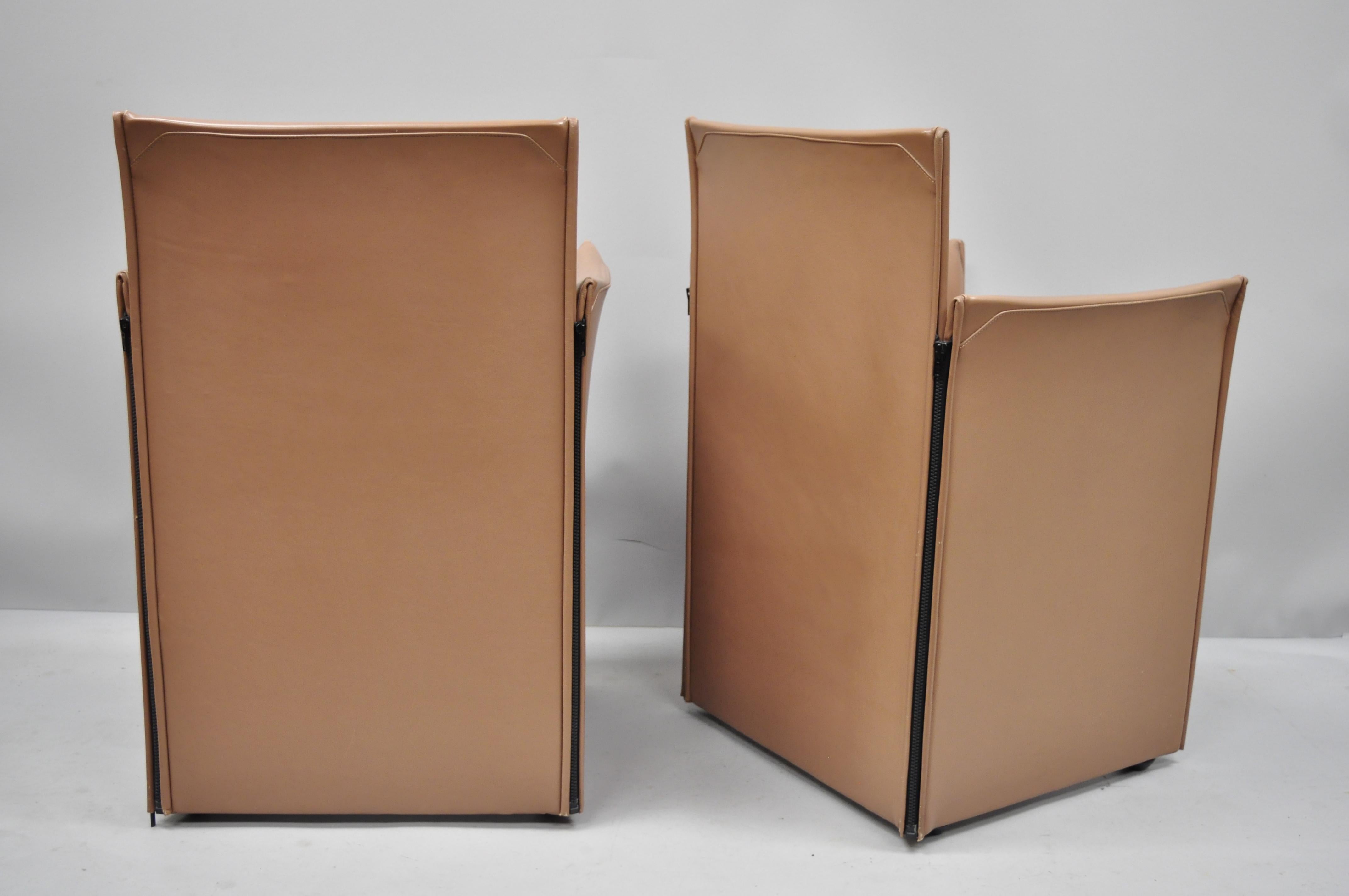 Pareja de sillones 401 Break de Mario Bellini para Cassina Piel de cobre Italiano