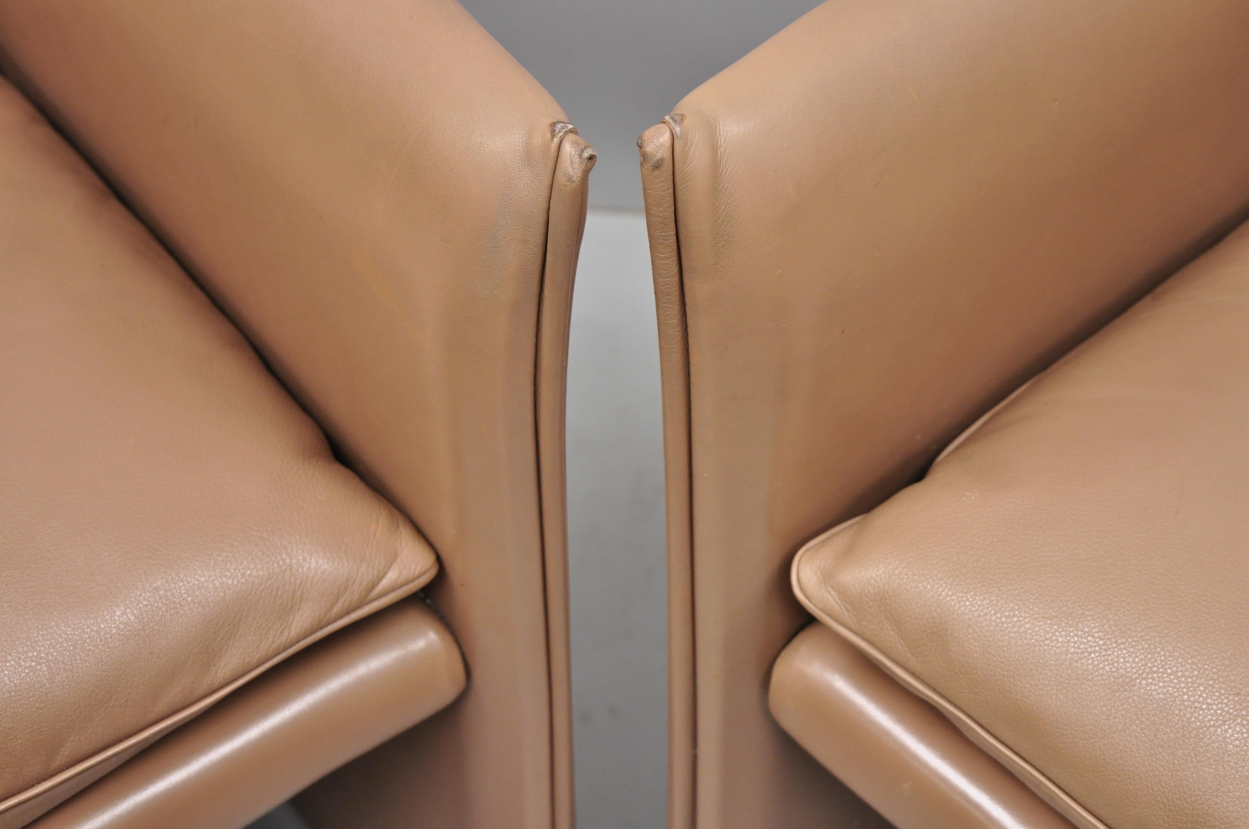 Italian Pair of 401 Break Armchair by Mario Bellini for Cassina Copper Leather For Sale