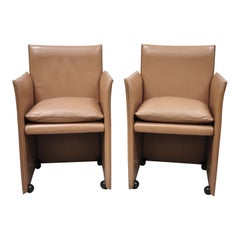 Vintage Pair of 401 Break Armchair by Mario Bellini for Cassina Copper Leather