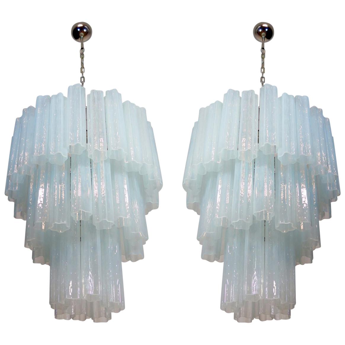 Coppia di 48 lampadari Tronchi in stile Toni Zuccheri per Venini, Murano
