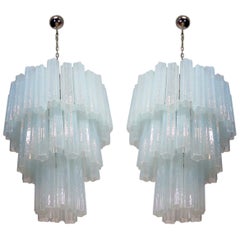 Coppia di 48 lampadari Tronchi in stile Toni Zuccheri per Venini, Murano