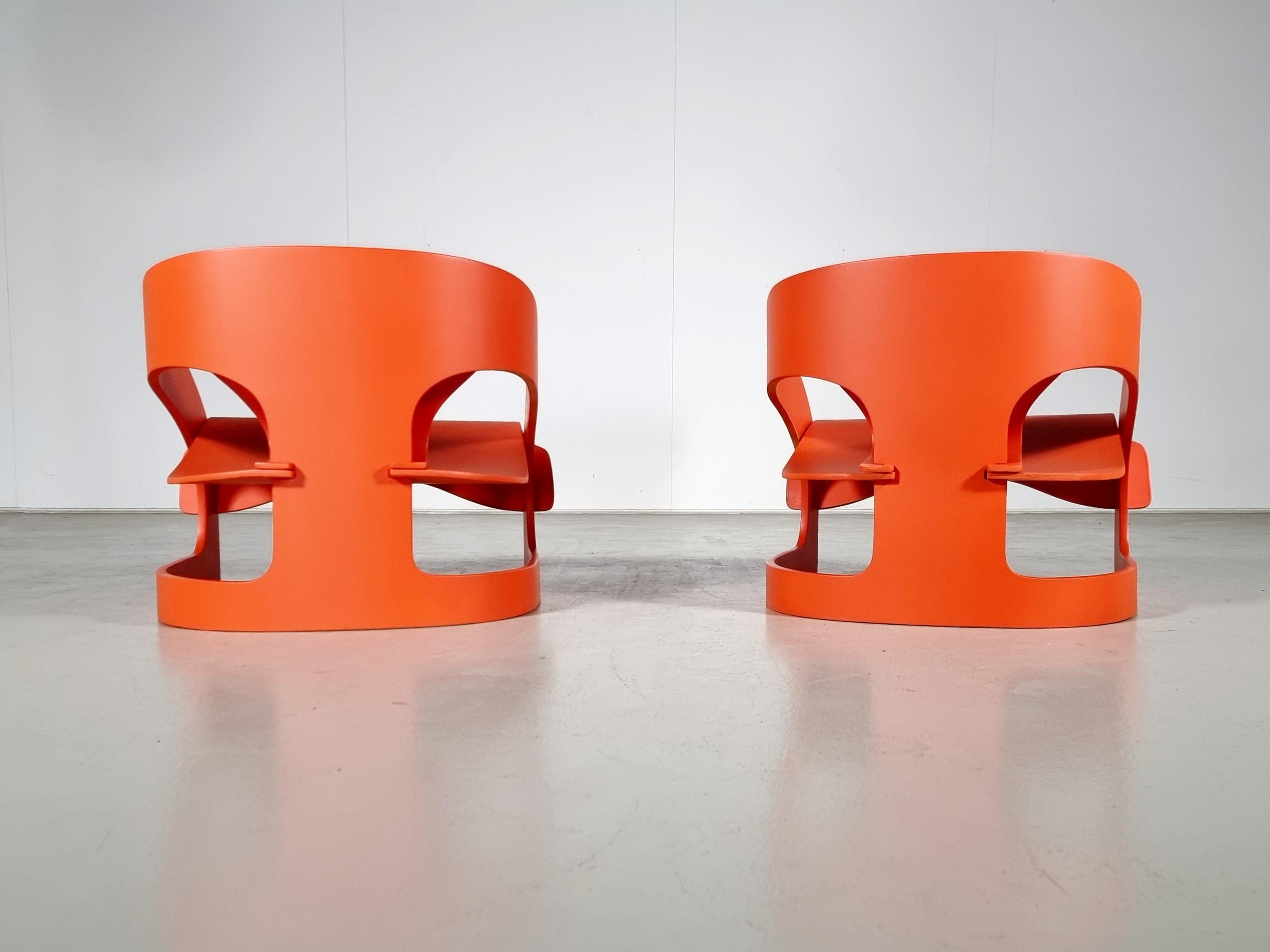 Plywood Pair of '4801' chairs by Joe Colombo for Kartell, 1960s