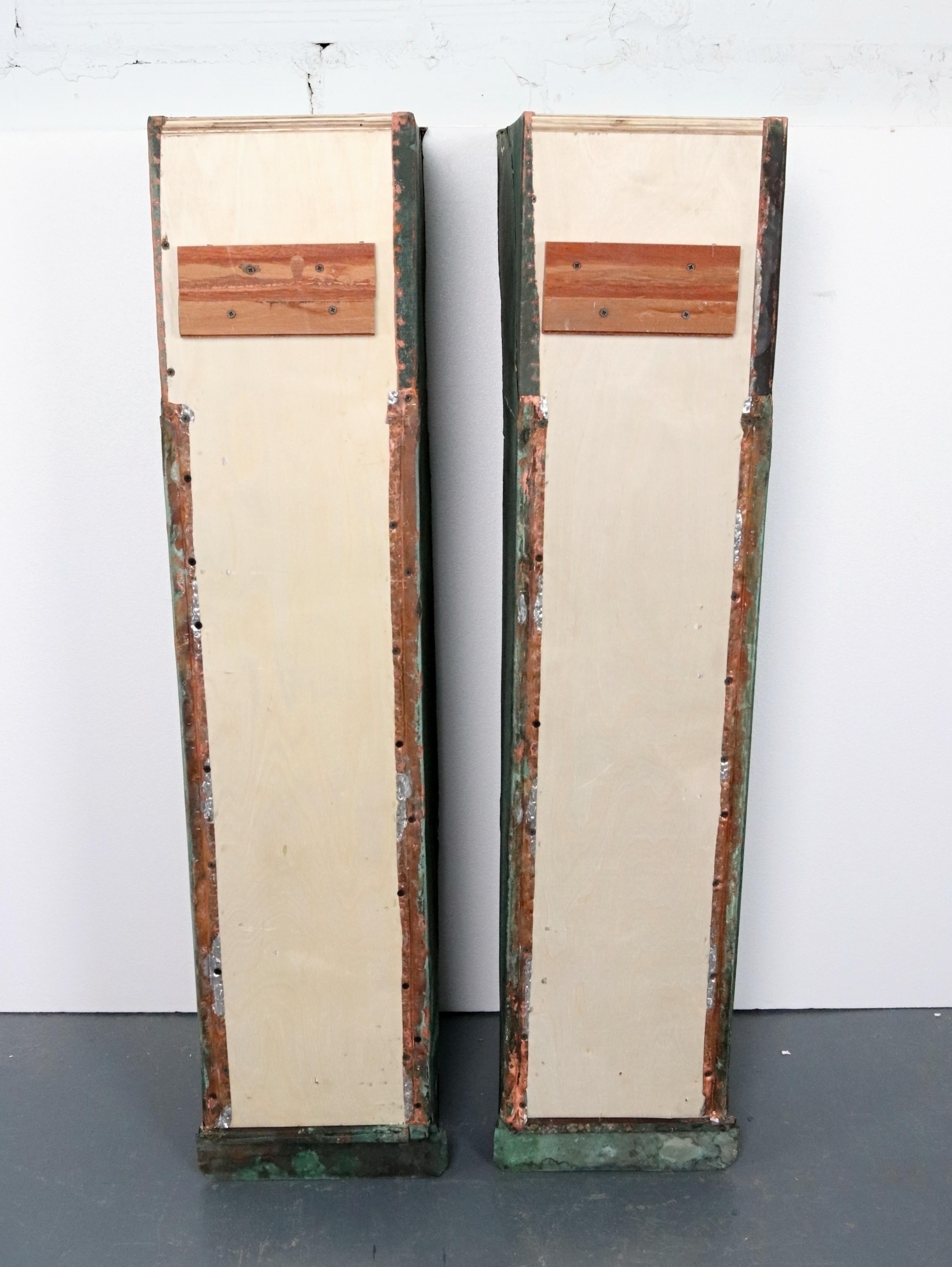 Pair of 49 in. Beaux Arts Copper Verdigris Corbels For Sale 9