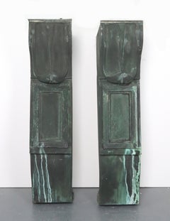 Paire d'appareils de 49 in. Corbeaux Beaux Arts en cuivre vert-de-gris