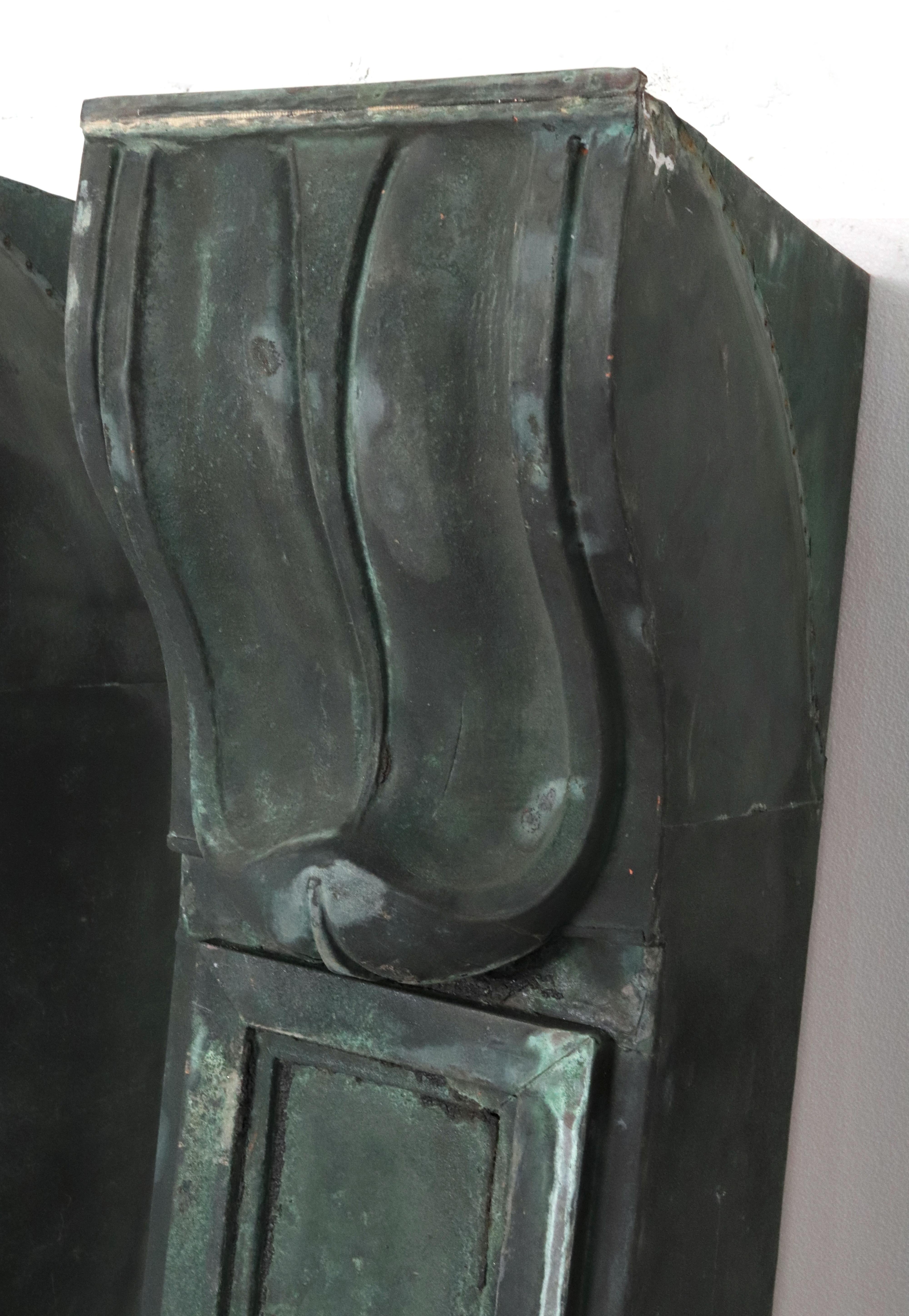 Pair of 49 in. Beaux Arts Copper Verdigris Corbels For Sale 1