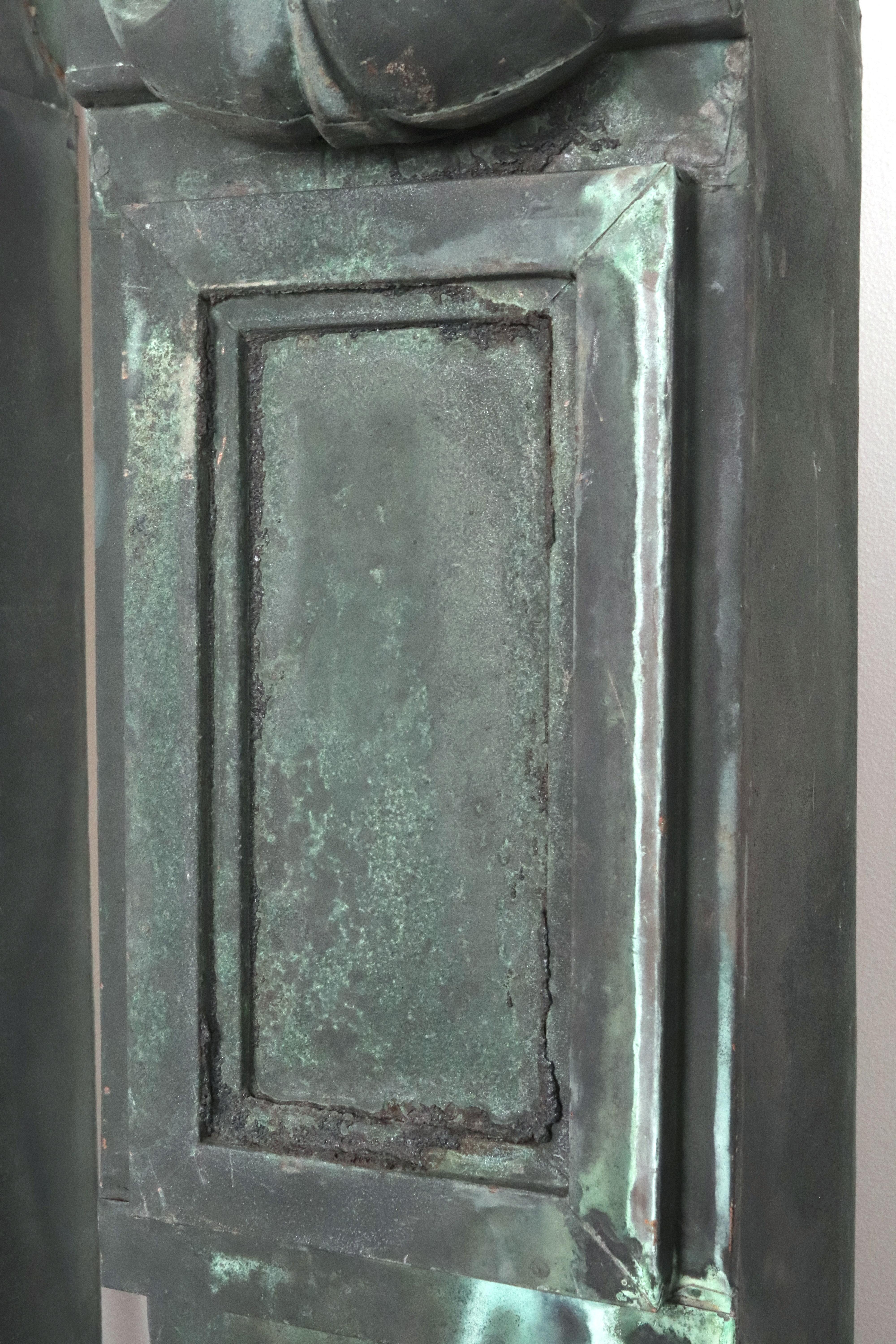 Pair of 49 in. Beaux Arts Copper Verdigris Corbels For Sale 2
