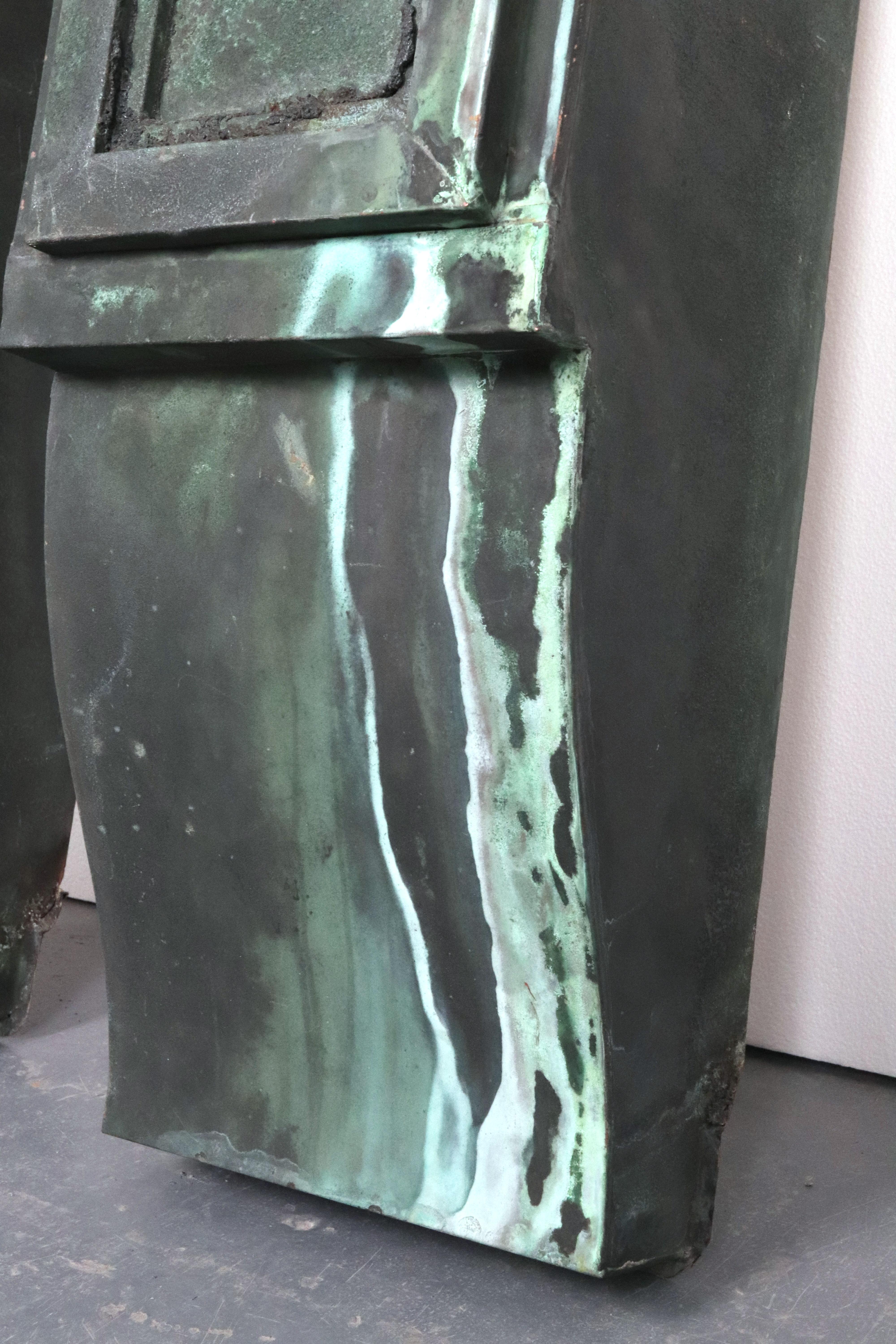 Pair of 49 in. Beaux Arts Copper Verdigris Corbels For Sale 3
