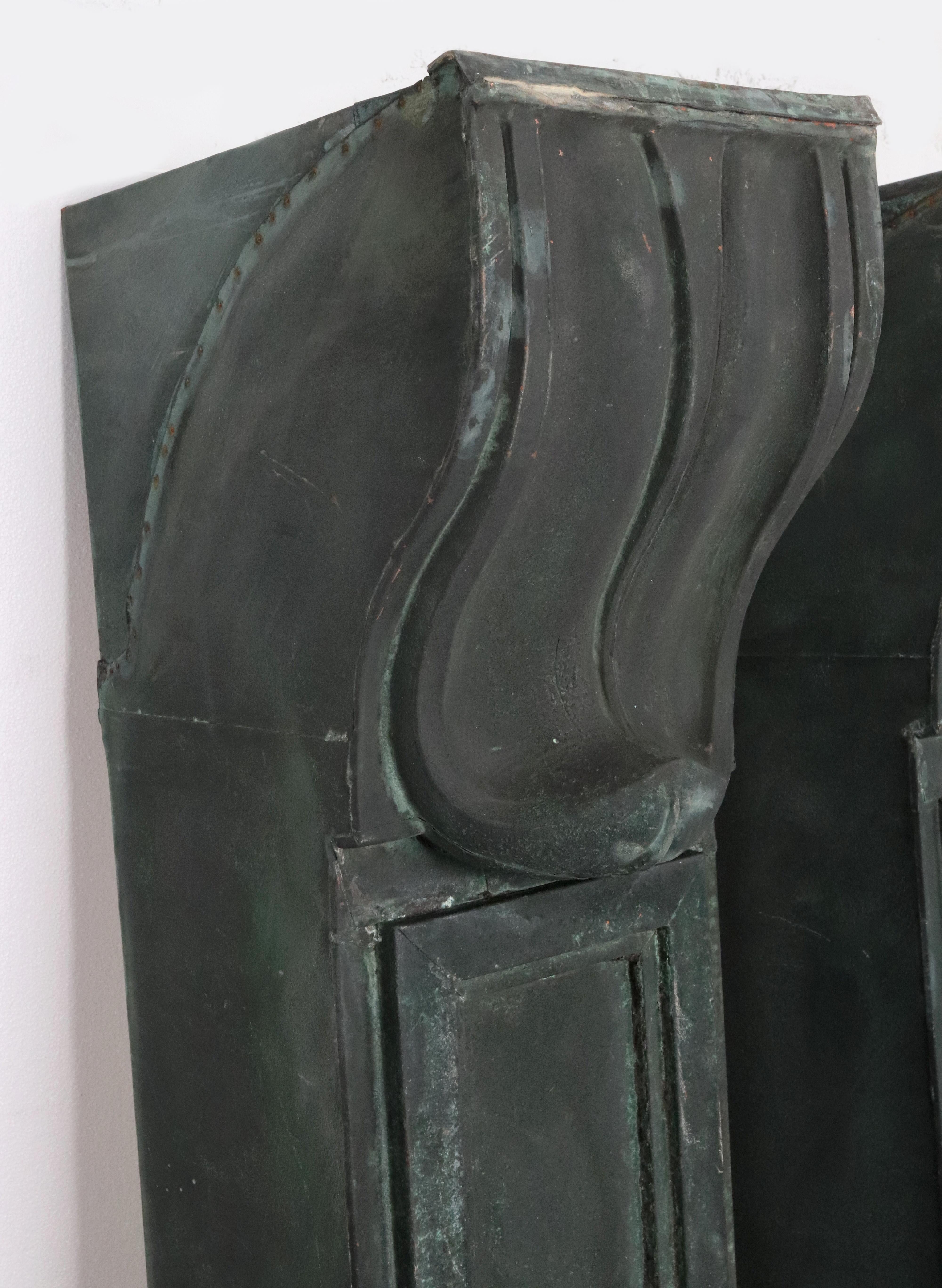 Pair of 49 in. Beaux Arts Copper Verdigris Corbels For Sale 4