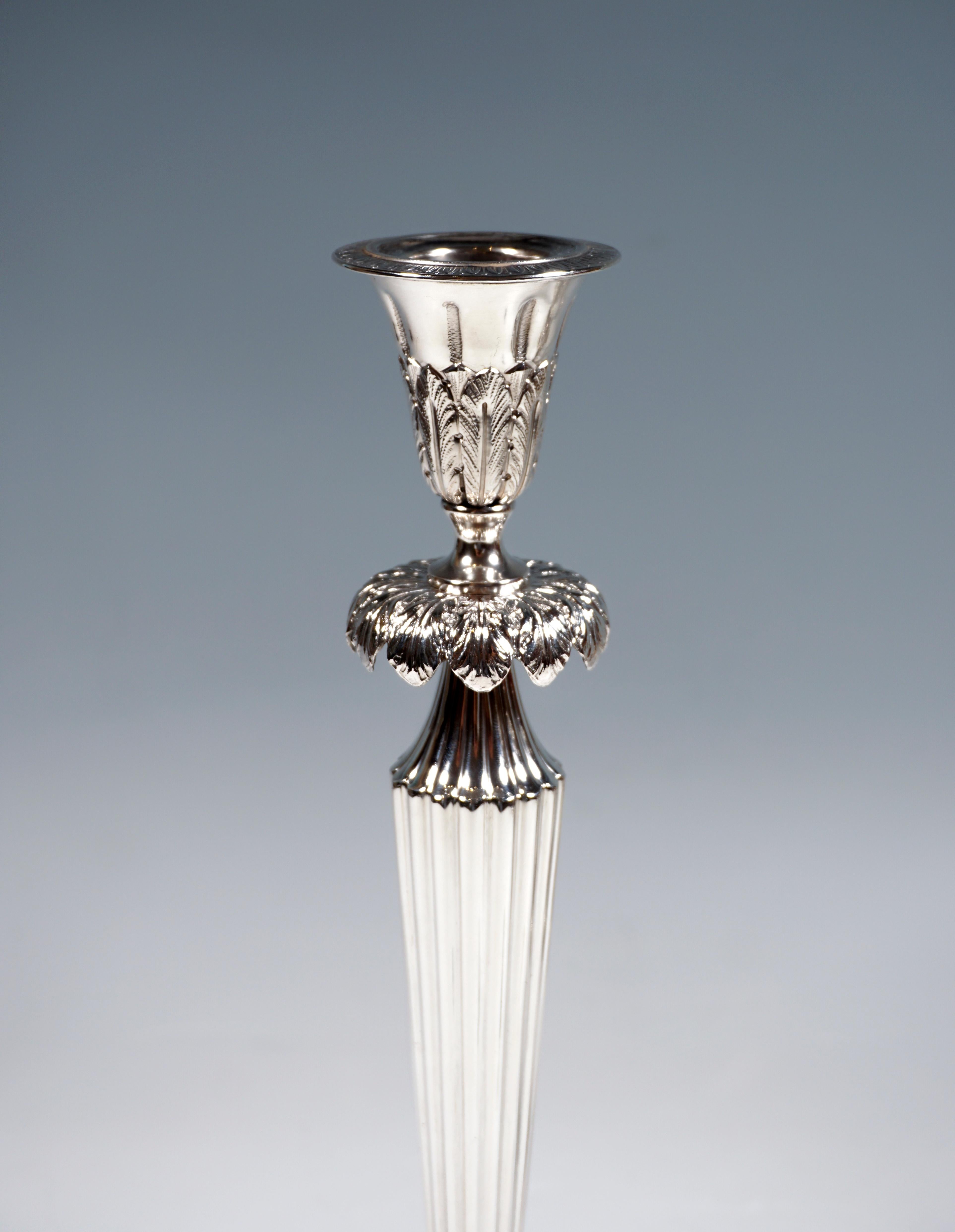 Pair of 5-Flame Silver Candelabras with Acanthus Decoration, Milan, Around 1950 1