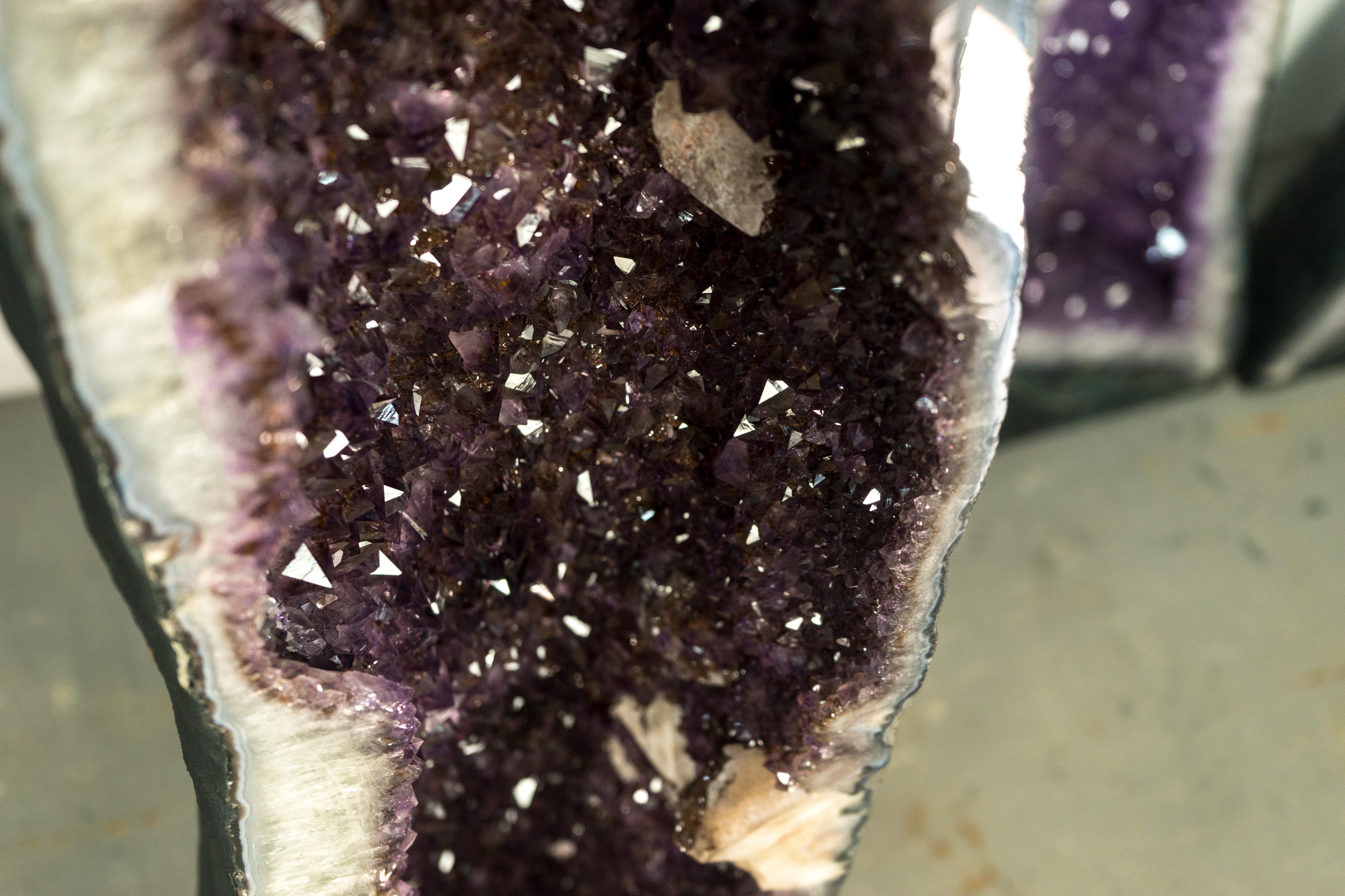 Pair of 5 Ft Tall Large Amethyst Geode Cathedrals with Sparkly Lavender Amethyst For Sale 5