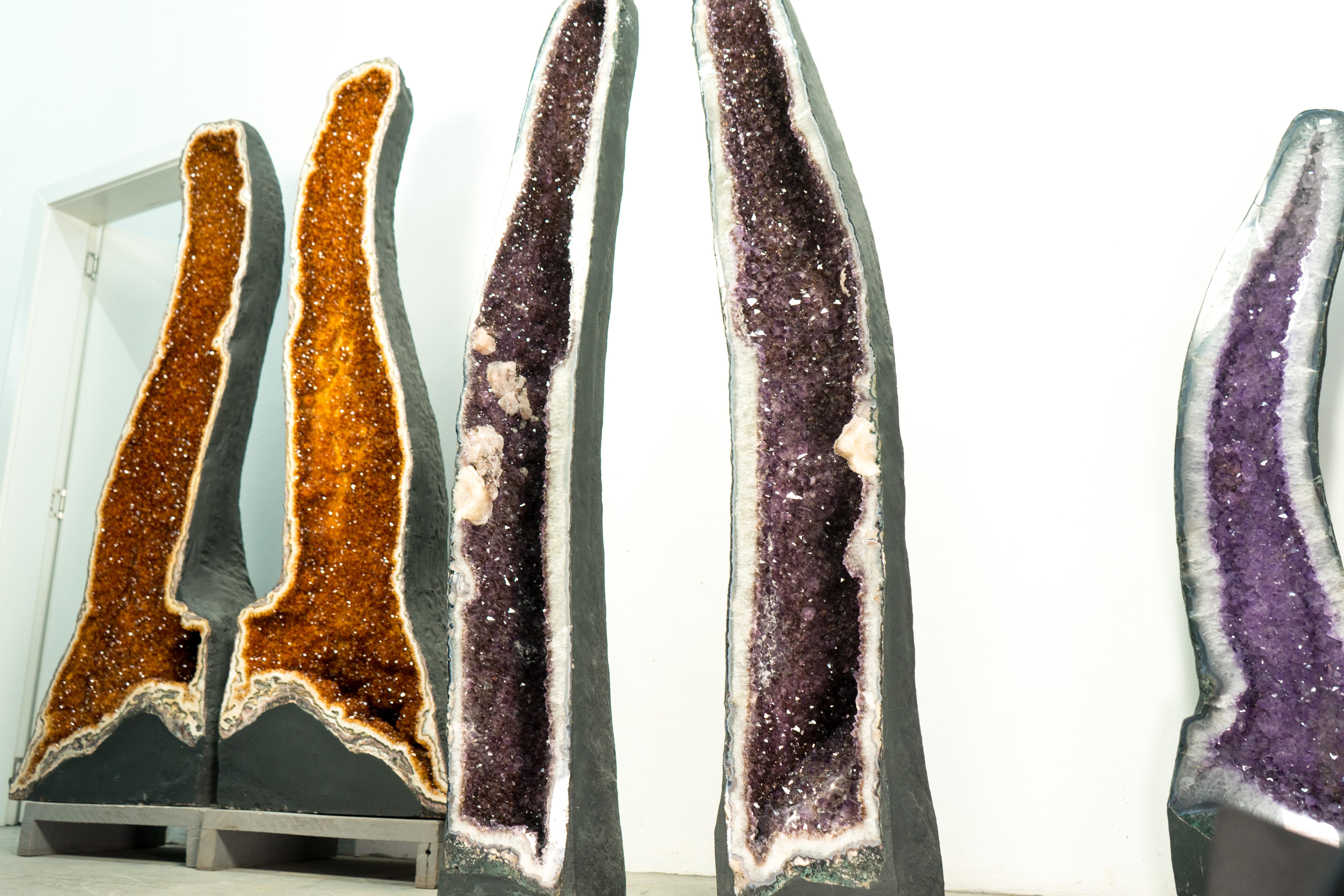 Pair of 5 Ft Tall Large Amethyst Geode Cathedrals with Sparkly Lavender Amethyst For Sale 7